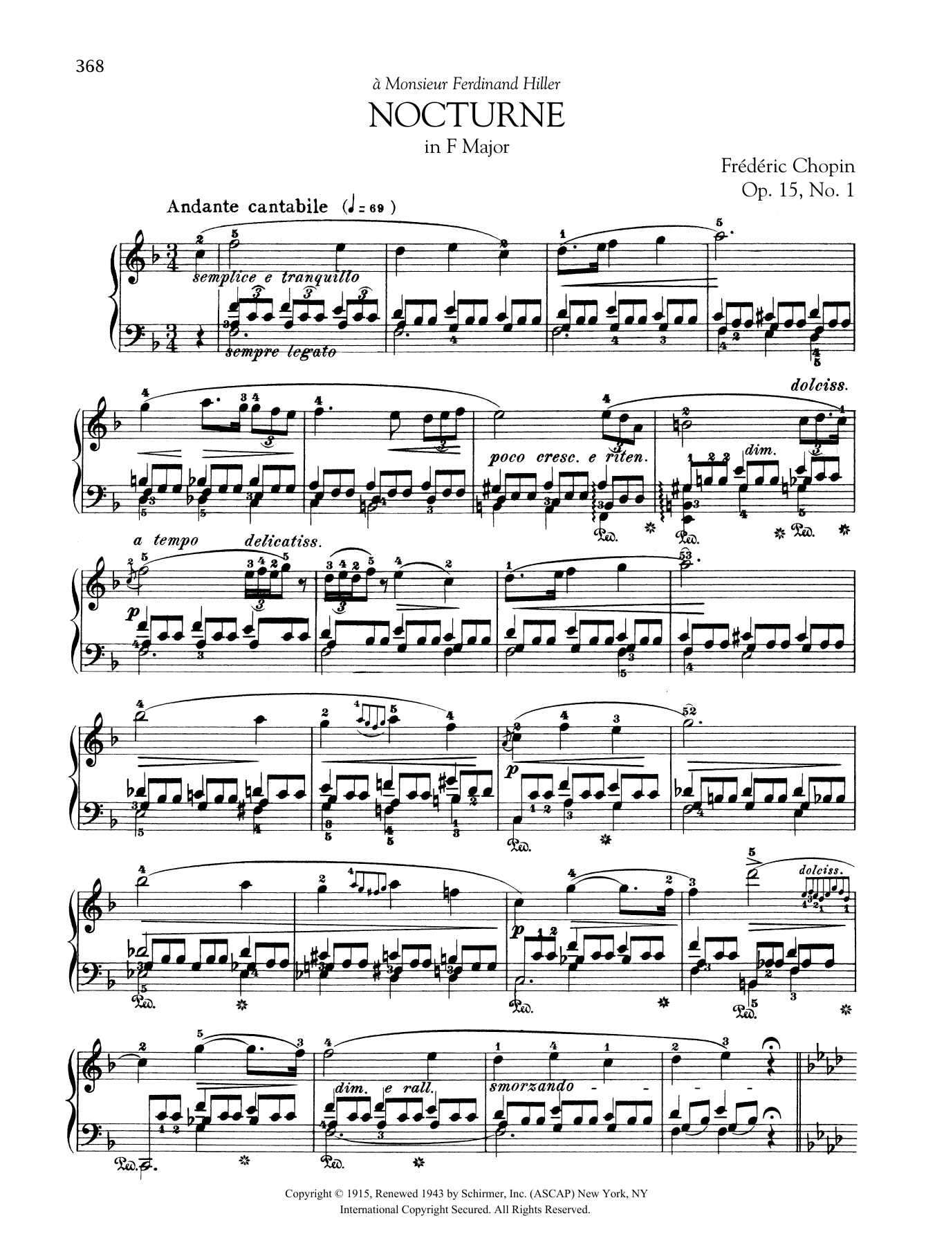 Frédéric Chopin Nocturne in F Major, Op. 15, No. 1 Sheet Music Notes & Chords for Piano Solo - Download or Print PDF