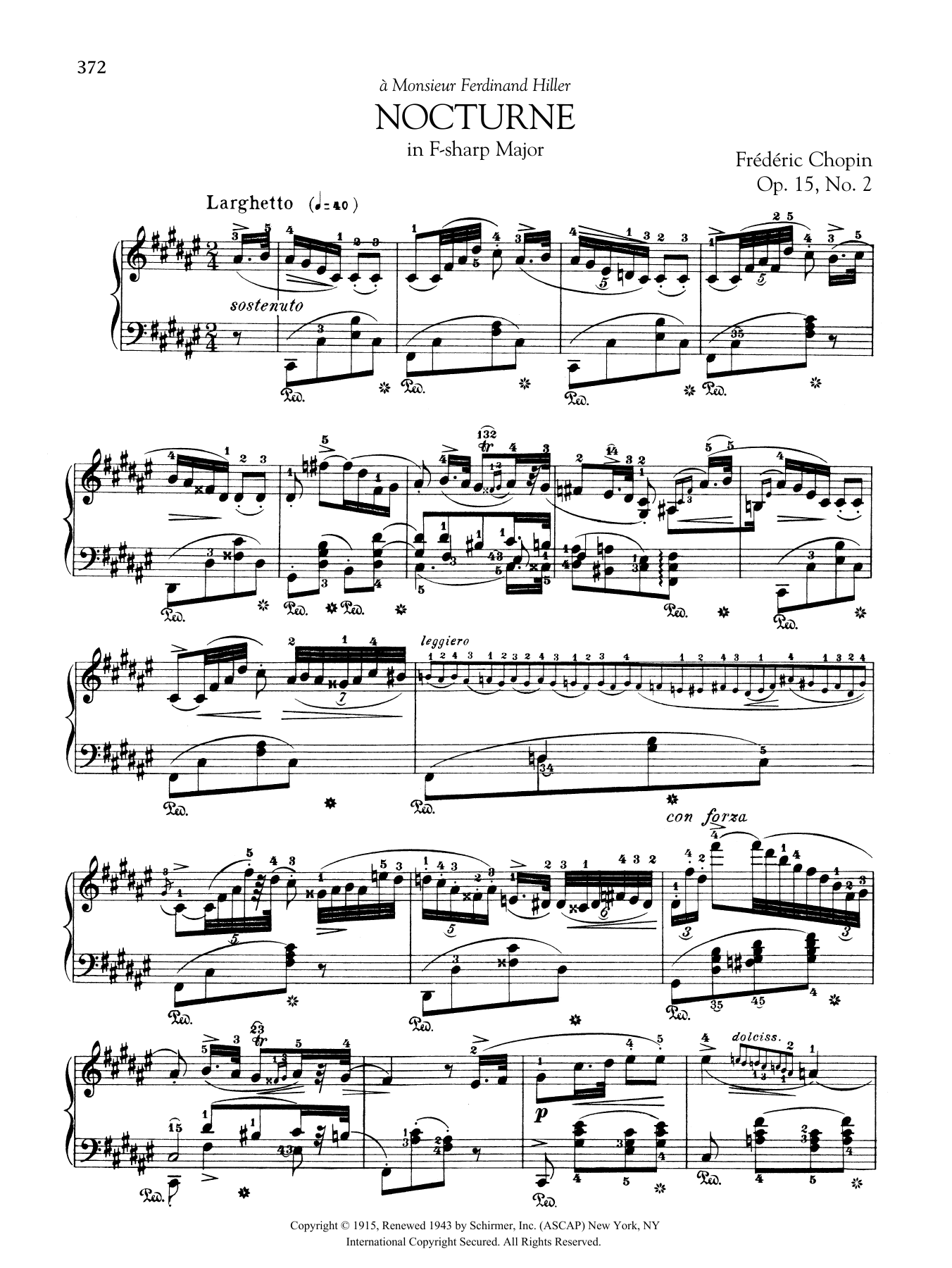 Frédéric Chopin Nocturne in F-sharp Major, Op. 15, No. 2 Sheet Music Notes & Chords for Piano Solo - Download or Print PDF