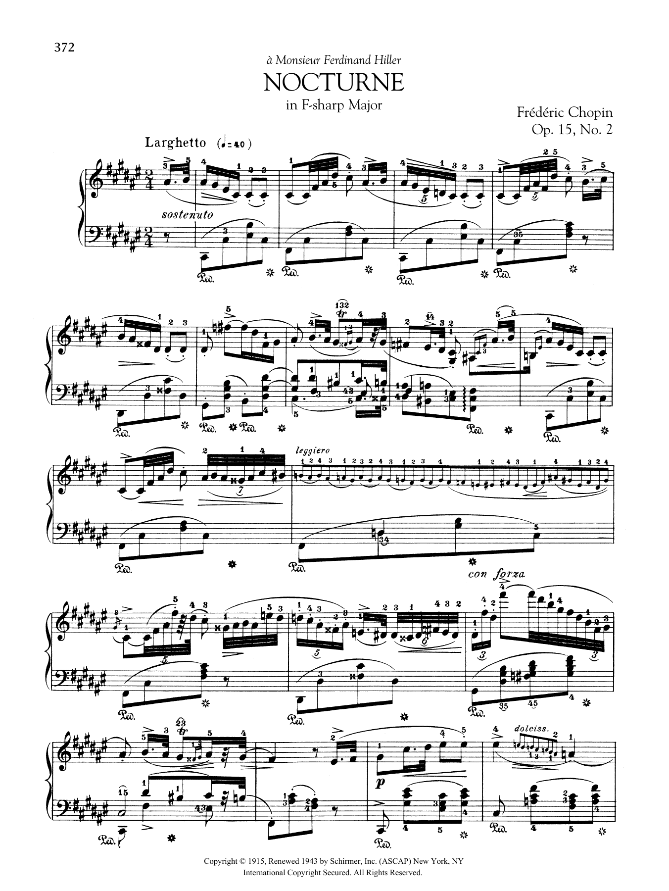 Frederic Chopin Nocturne In F Sharp Major, Op. 15, No. 2 Sheet Music Notes & Chords for Piano Solo - Download or Print PDF