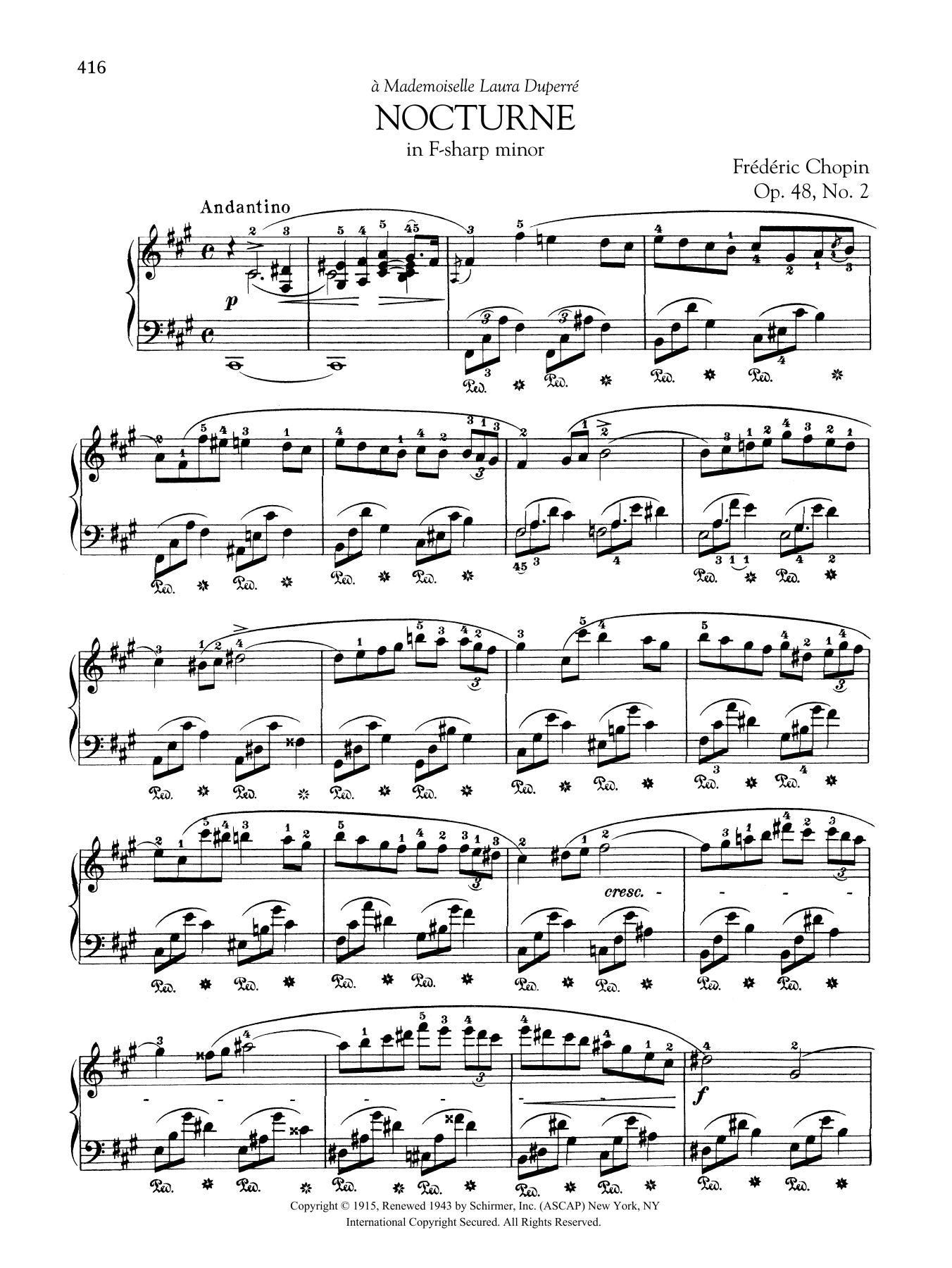 Frédéric Chopin Nocturne in F-sharp minor, Op. 48, No. 2 Sheet Music Notes & Chords for Piano Solo - Download or Print PDF