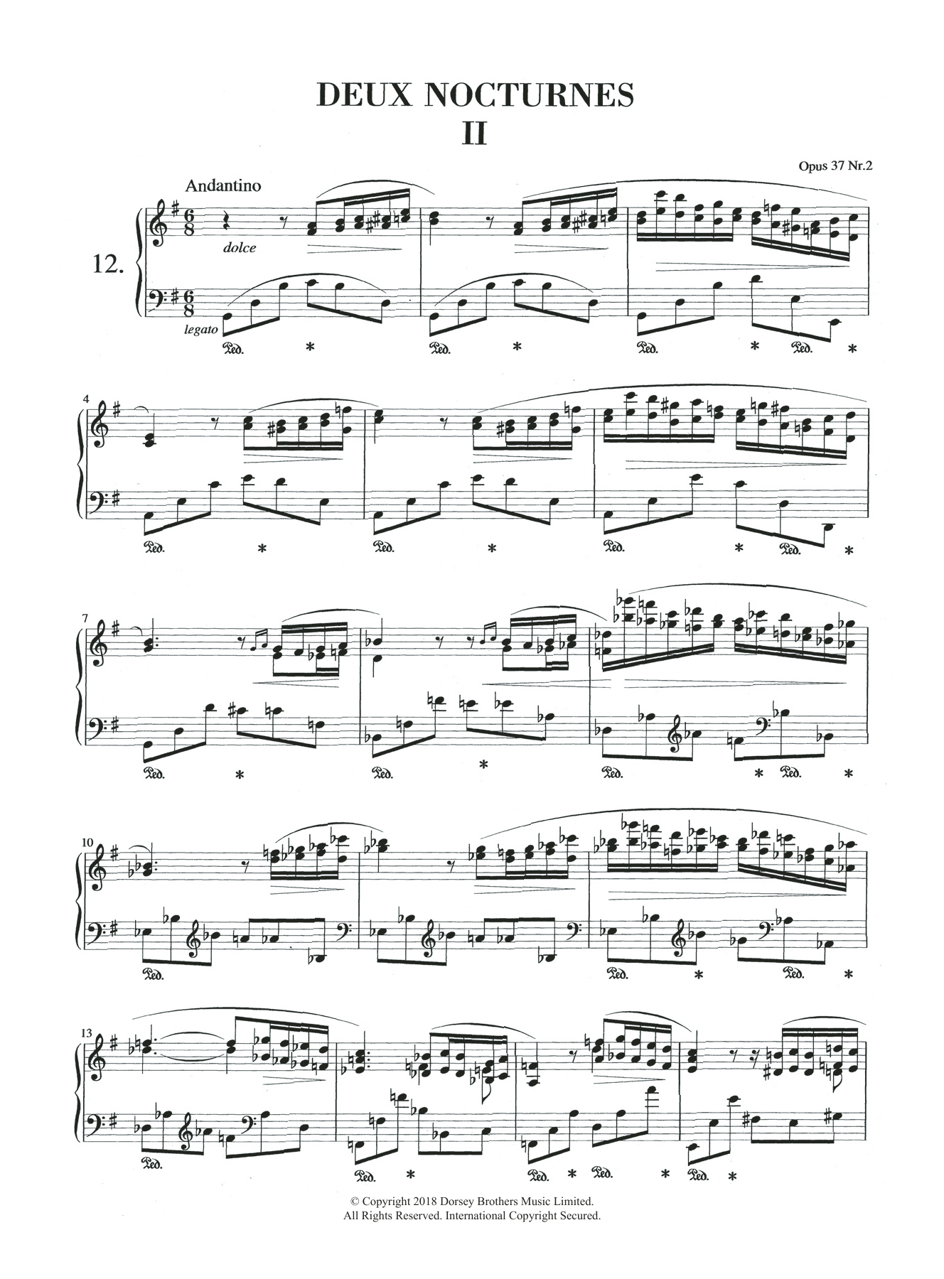 Frédéric Chopin Nocturne in G Major, Op.37, No.2 Sheet Music Notes & Chords for Piano - Download or Print PDF