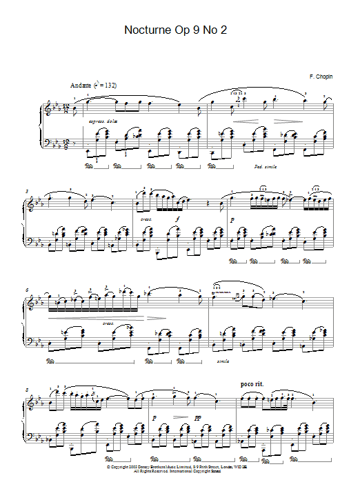 Frederic Chopin Nocturne Op. 9, No. 2 Sheet Music Notes & Chords for Piano - Download or Print PDF
