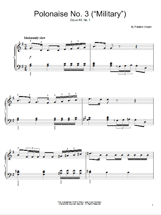 Frederic Chopin Polonaise Op. 40, No. 1 Sheet Music Notes & Chords for Easy Piano - Download or Print PDF
