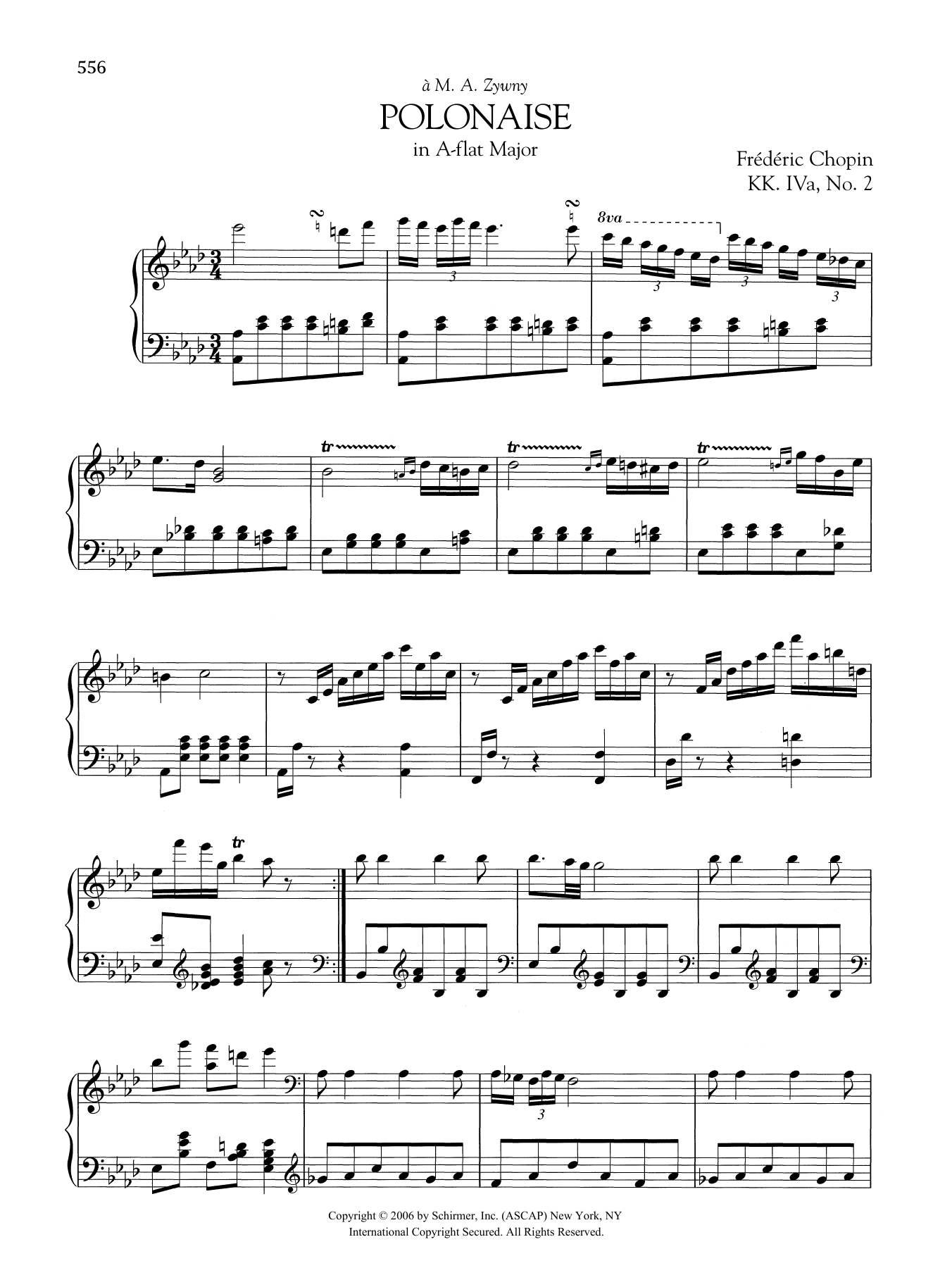 Frédéric Chopin Polonaise in A-flat Major, KK. IVa, No. 2 Sheet Music Notes & Chords for Piano Solo - Download or Print PDF