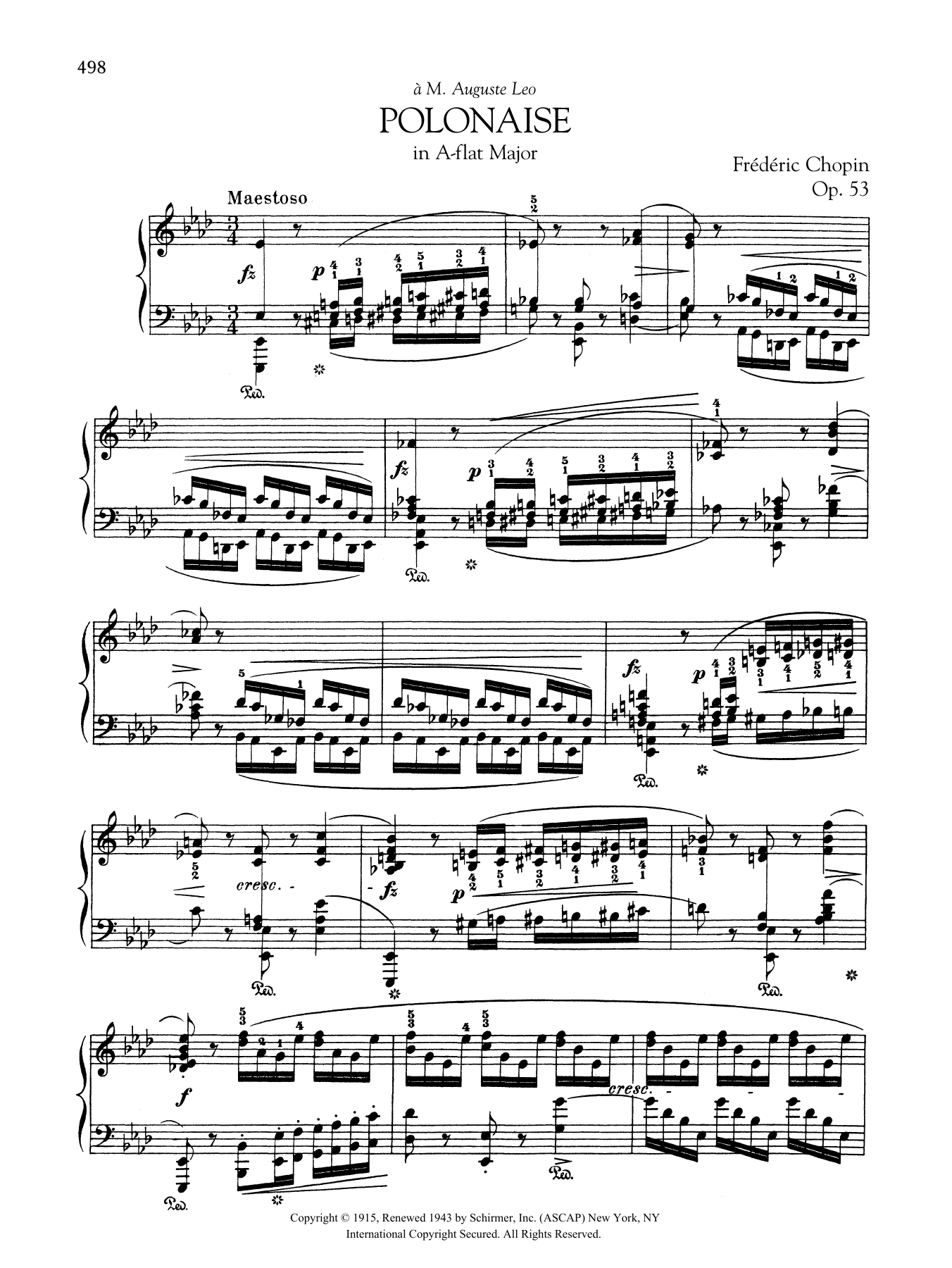 Frédéric Chopin Polonaise in A-flat Major, Op. 53 Sheet Music Notes & Chords for Piano Solo - Download or Print PDF