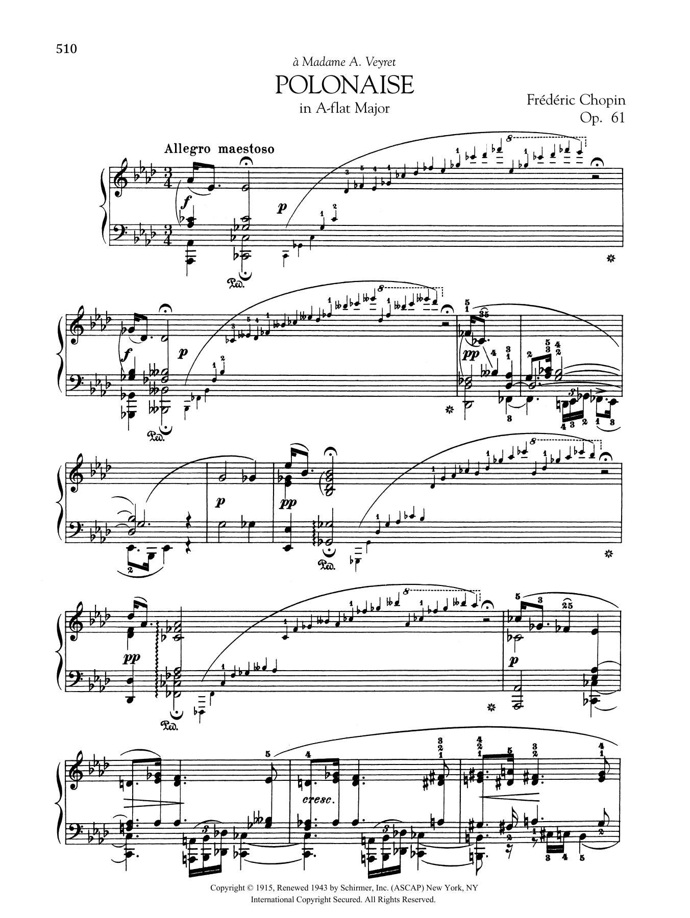 Frédéric Chopin Polonaise in A-flat Major, Op. 61 Sheet Music Notes & Chords for Piano Solo - Download or Print PDF