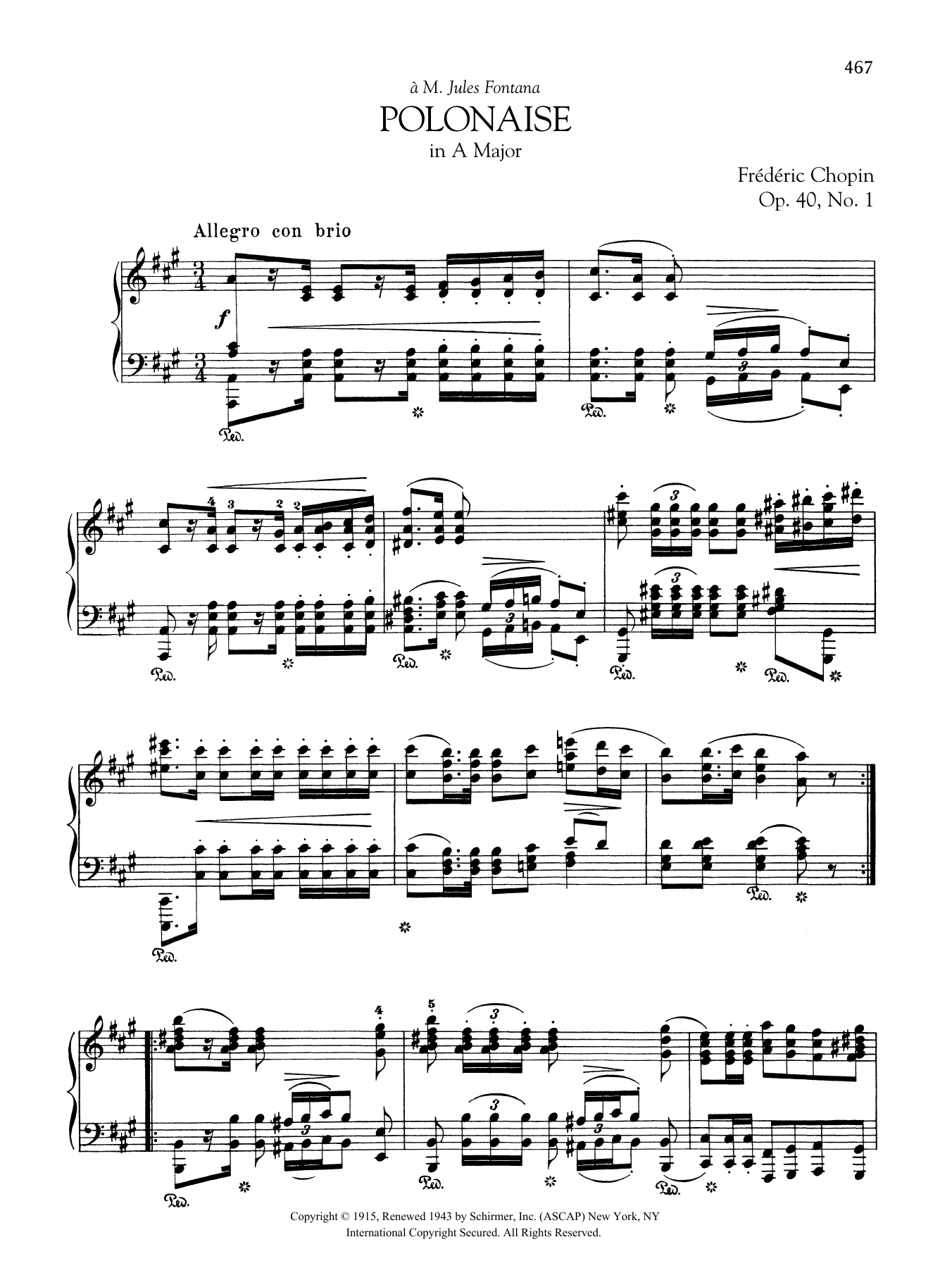 Frederic Chopin Polonaise In A Major, Op. 40, No. 1 Sheet Music Notes & Chords for Piano Solo - Download or Print PDF