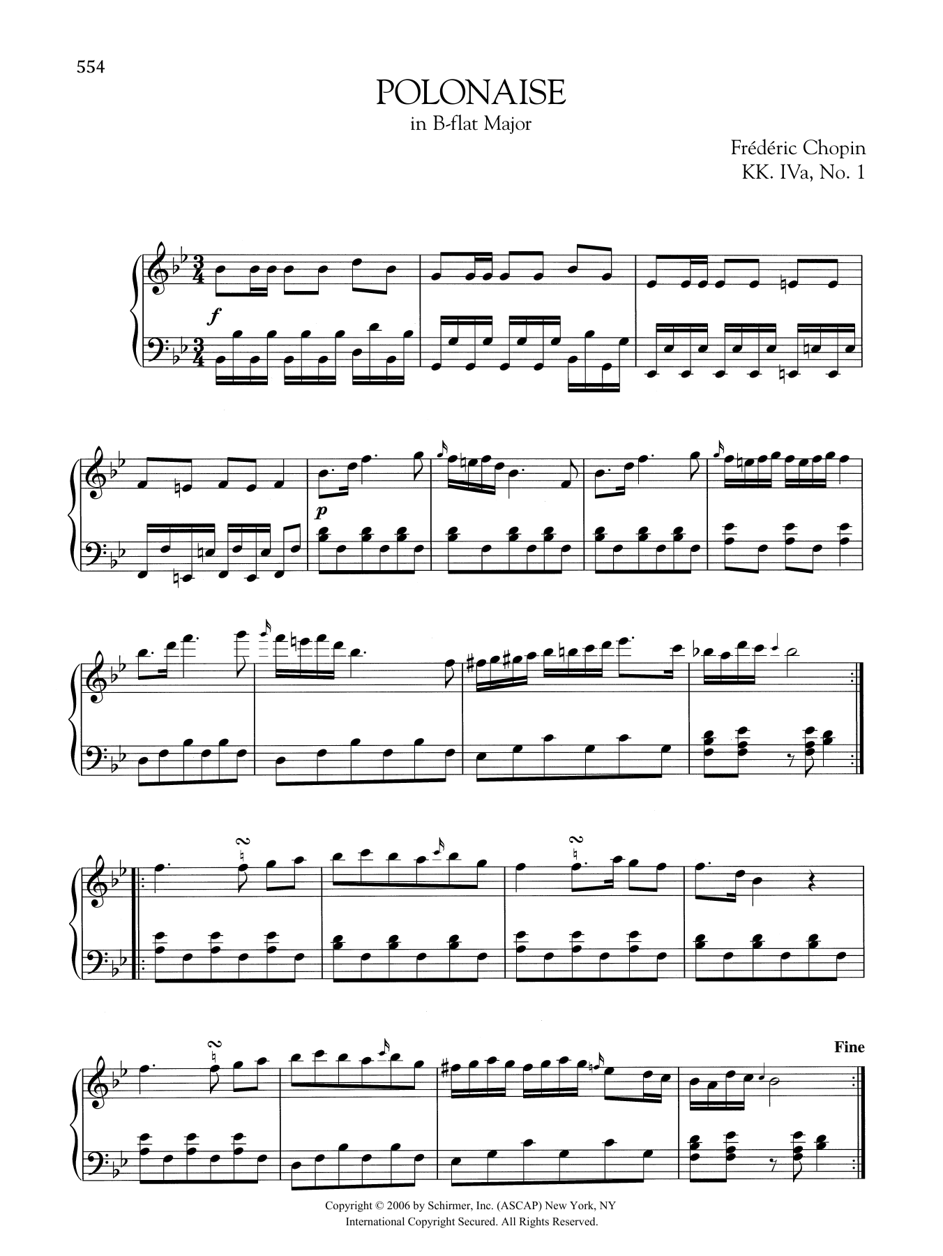 Frédéric Chopin Polonaise In B-Flat Major, KK IVa, No. 1 Sheet Music Notes & Chords for Piano Solo - Download or Print PDF