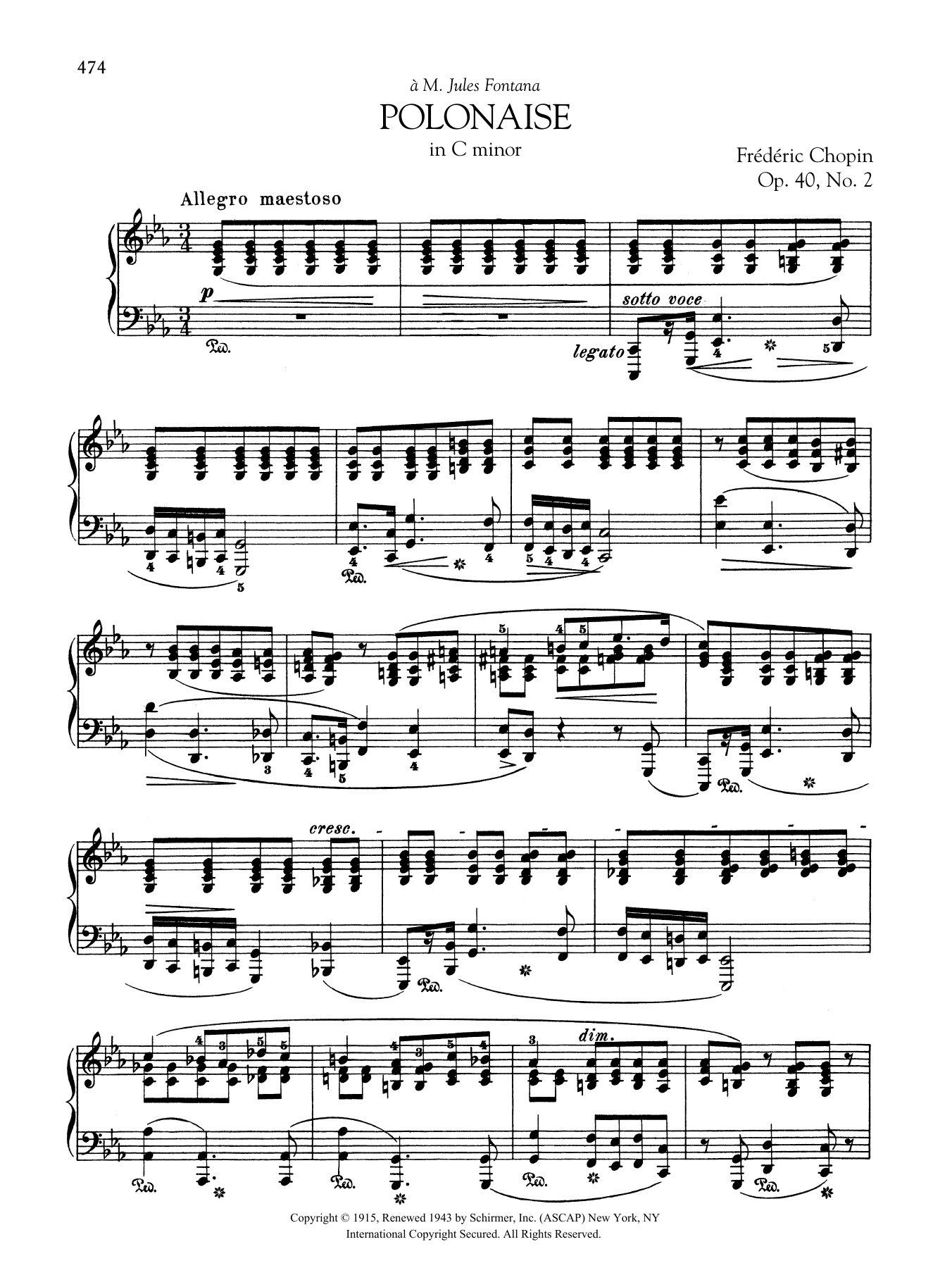 Frédéric Chopin Polonaise In C Minor, Op. 40, No. 2 Sheet Music Notes & Chords for Piano Solo - Download or Print PDF