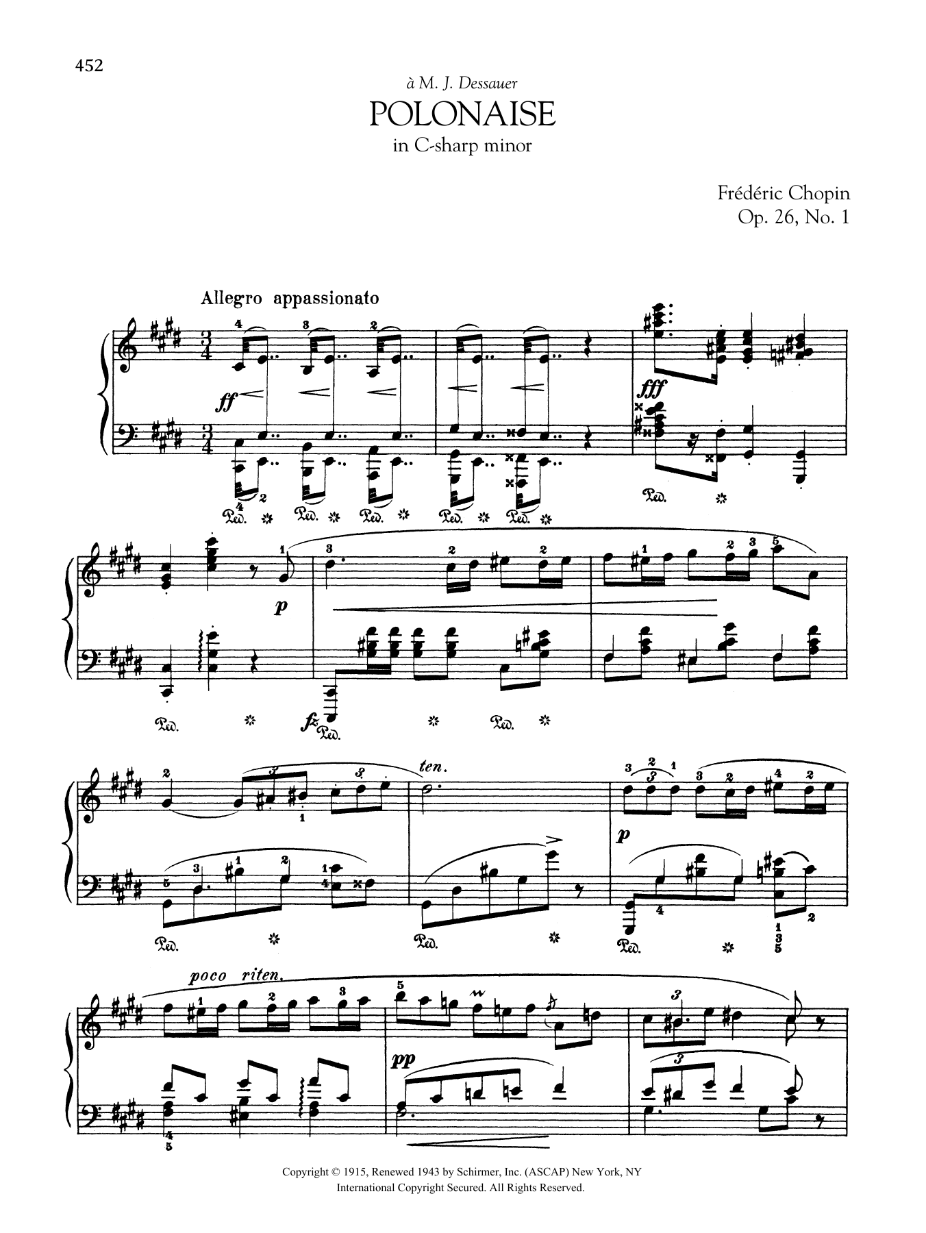 Frédéric Chopin Polonaise In C-Sharp Minor, Op. 26, No. 1 Sheet Music Notes & Chords for Piano Solo - Download or Print PDF