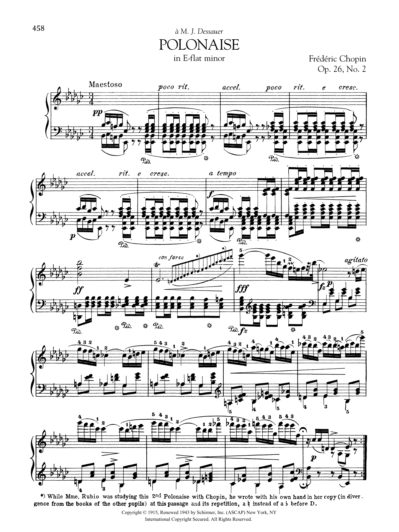 Frédéric Chopin Polonaise in E-flat minor, Op. 26, No. 2 Sheet Music Notes & Chords for Piano Solo - Download or Print PDF