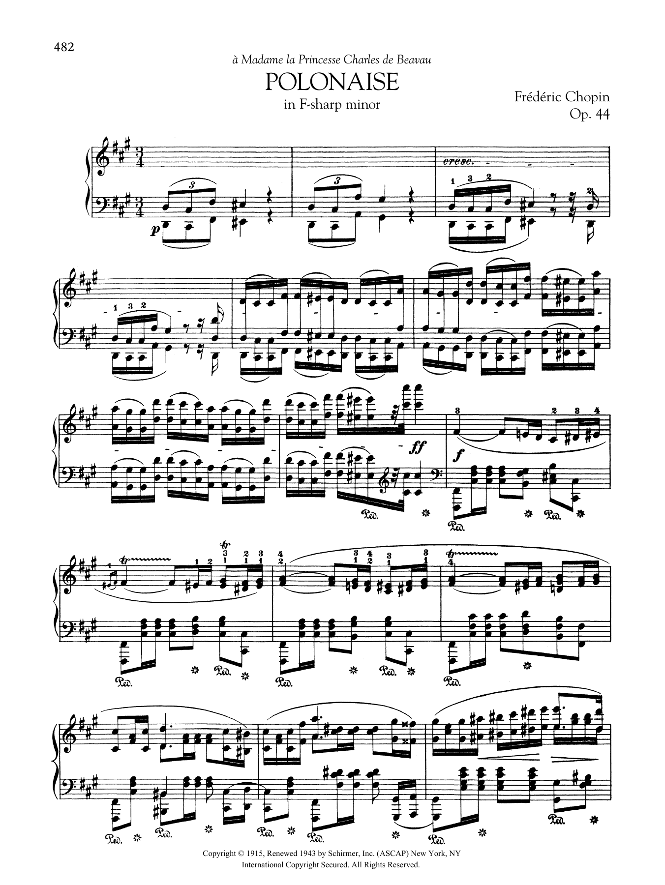 Frédéric Chopin Polonaise in F-sharp minor, Op. 44 Sheet Music Notes & Chords for Piano Solo - Download or Print PDF Frédéric Chopin Polonaise in F-sharp minor, Op. 44 Sheet Music Notes & Chords for Piano Solo - Download or Print PDF