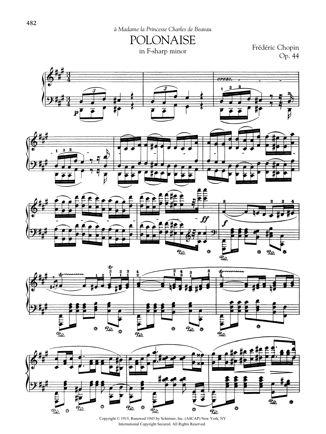 Frédéric Chopin Polonaise in F-sharp minor, Op. 44 Sheet Music Notes & Chords for Piano Solo - Download or Print PDF