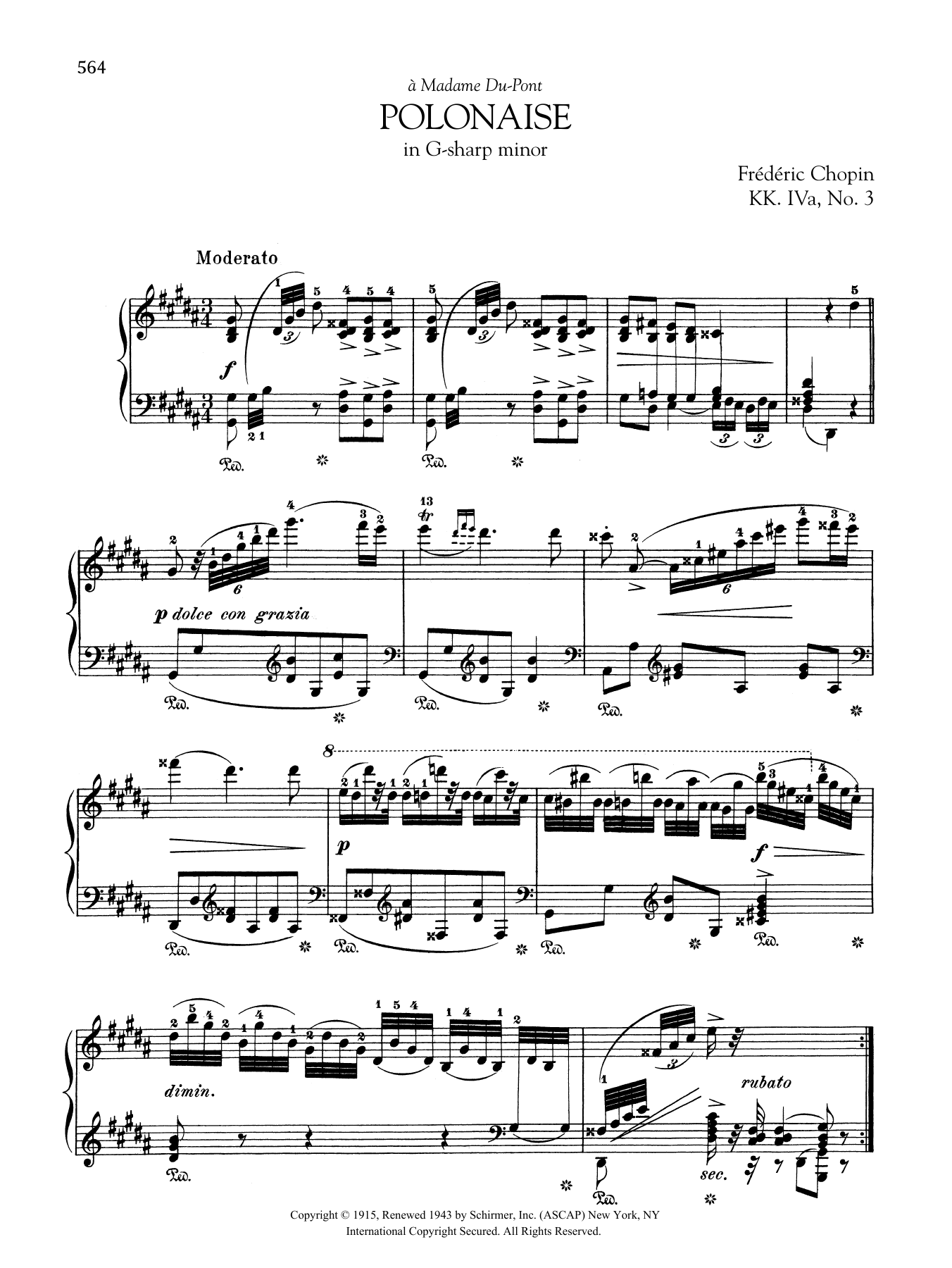Frédéric Chopin Polonaise in G-sharp minor, KK. IVa, No. 3 Sheet Music Notes & Chords for Piano Solo - Download or Print PDF