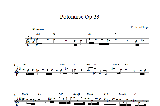 Frederic Chopin Polonaise Opus 53 Sheet Music Notes & Chords for Melody Line & Chords - Download or Print PDF