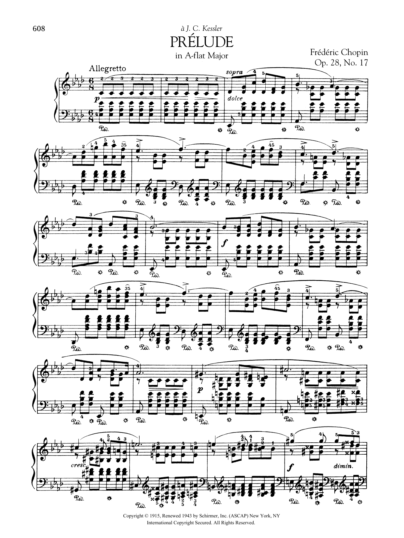 Frédéric Chopin Prélude in A-flat Major, Op. 28, No. 17 Sheet Music Notes & Chords for Piano Solo - Download or Print PDF