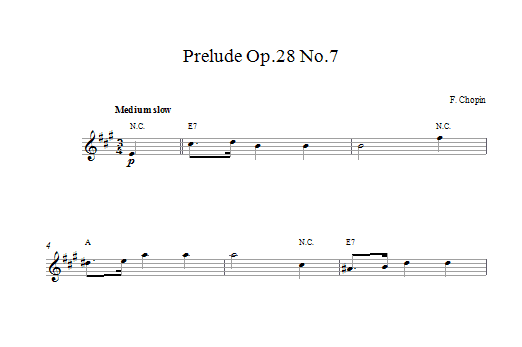 Frédéric Chopin Prélude in A Major, Op. 28, No. 7 Sheet Music Notes & Chords for Piano Solo - Download or Print PDF