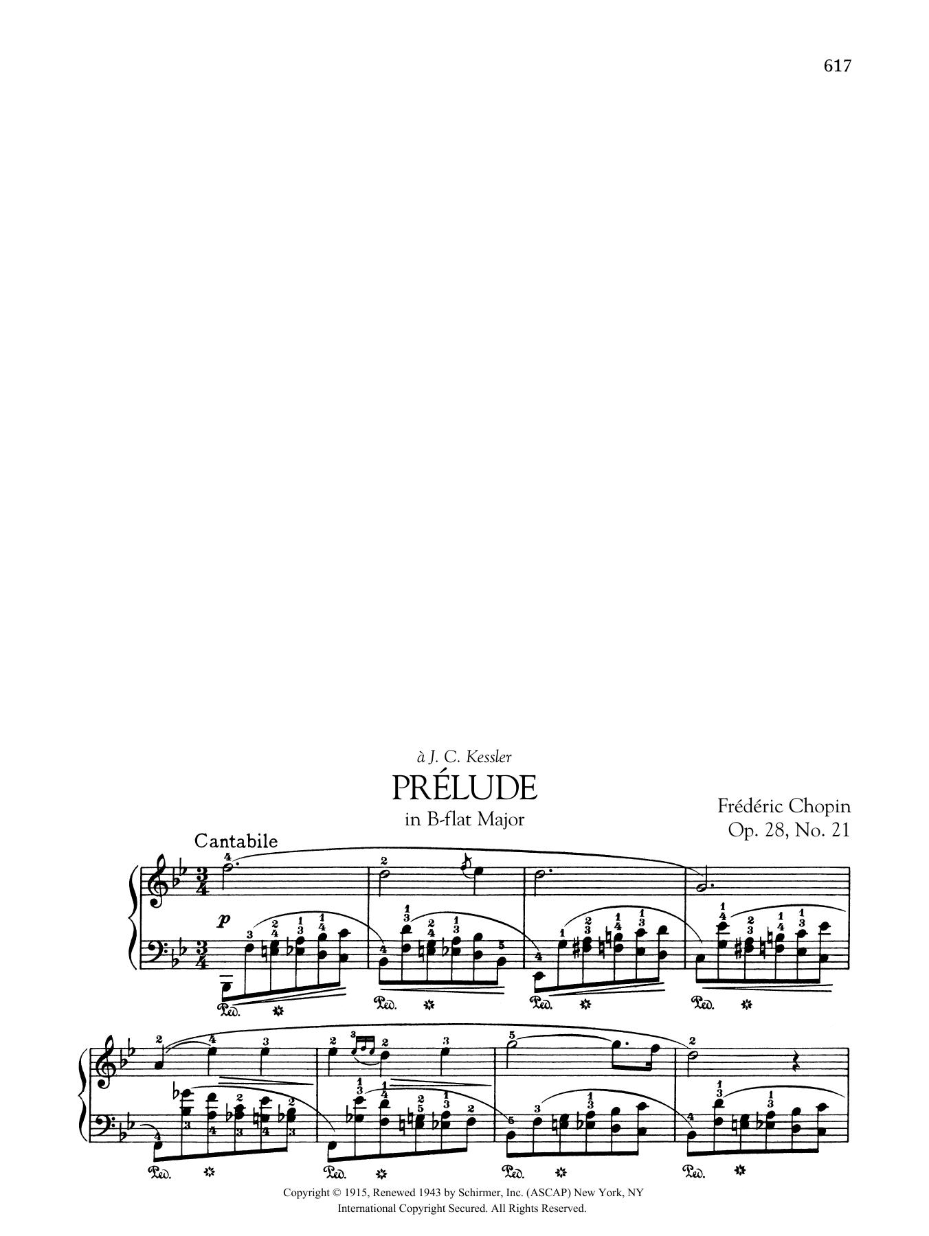 Frédéric Chopin Prelude In B-Flat Major, Op. 28, No. 21 Sheet Music Notes & Chords for Piano Solo - Download or Print PDF