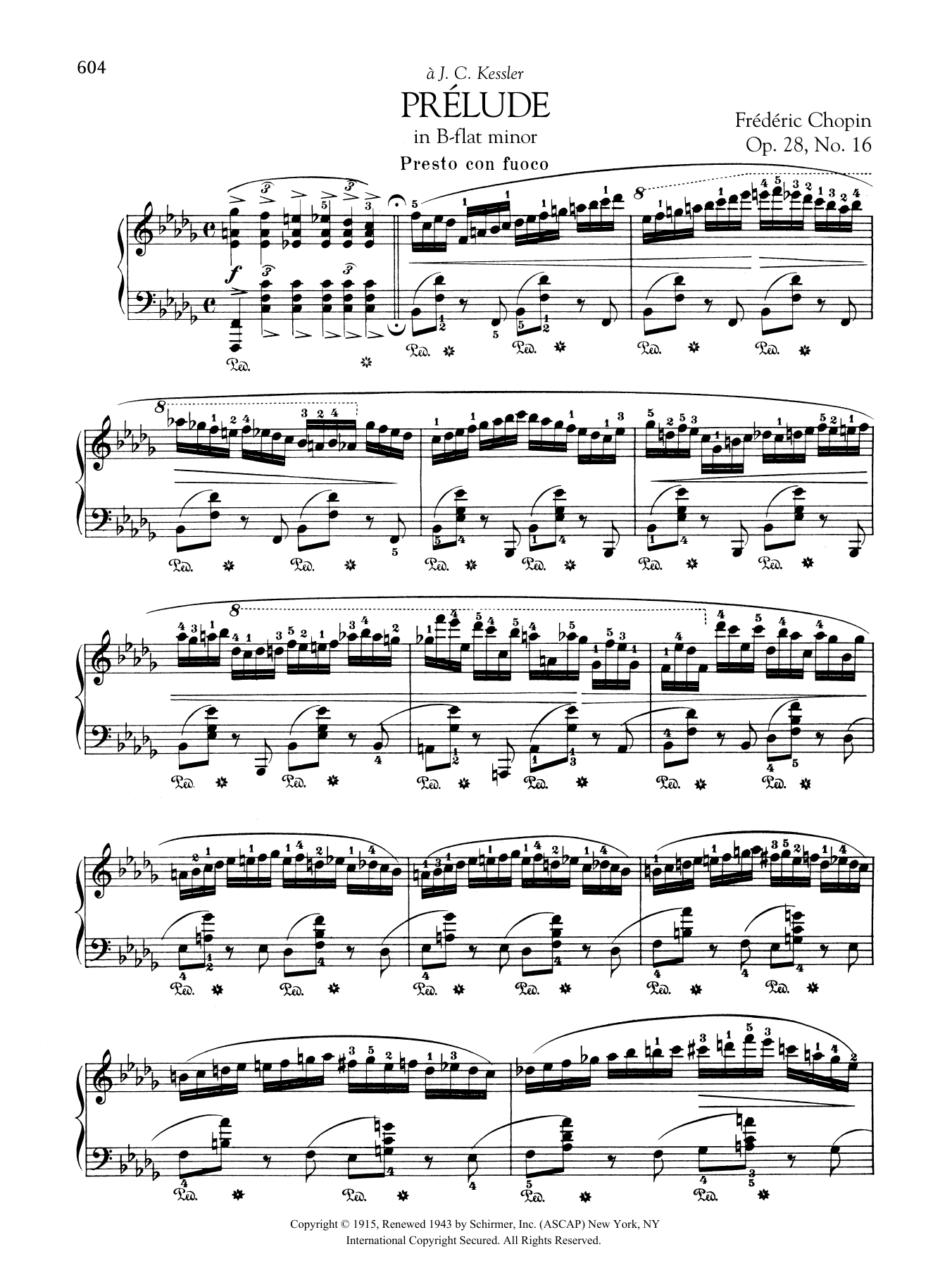Frédéric Chopin Prélude in B-flat minor, Op. 28, No. 16 Sheet Music Notes & Chords for Piano Solo - Download or Print PDF
