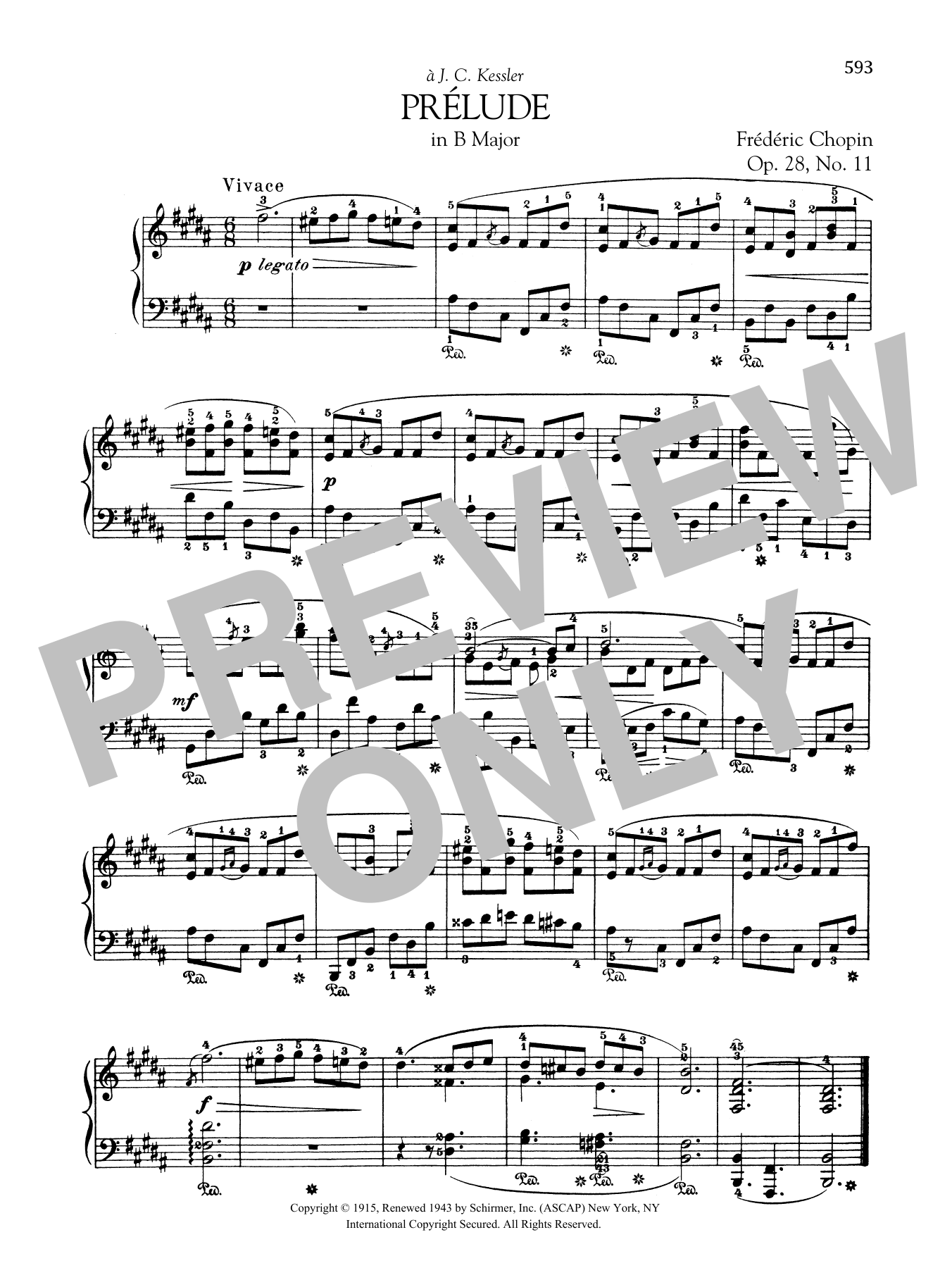 Frédéric Chopin Prélude in B Major, Op. 28, No. 11 Sheet Music Notes & Chords for Piano Solo - Download or Print PDF