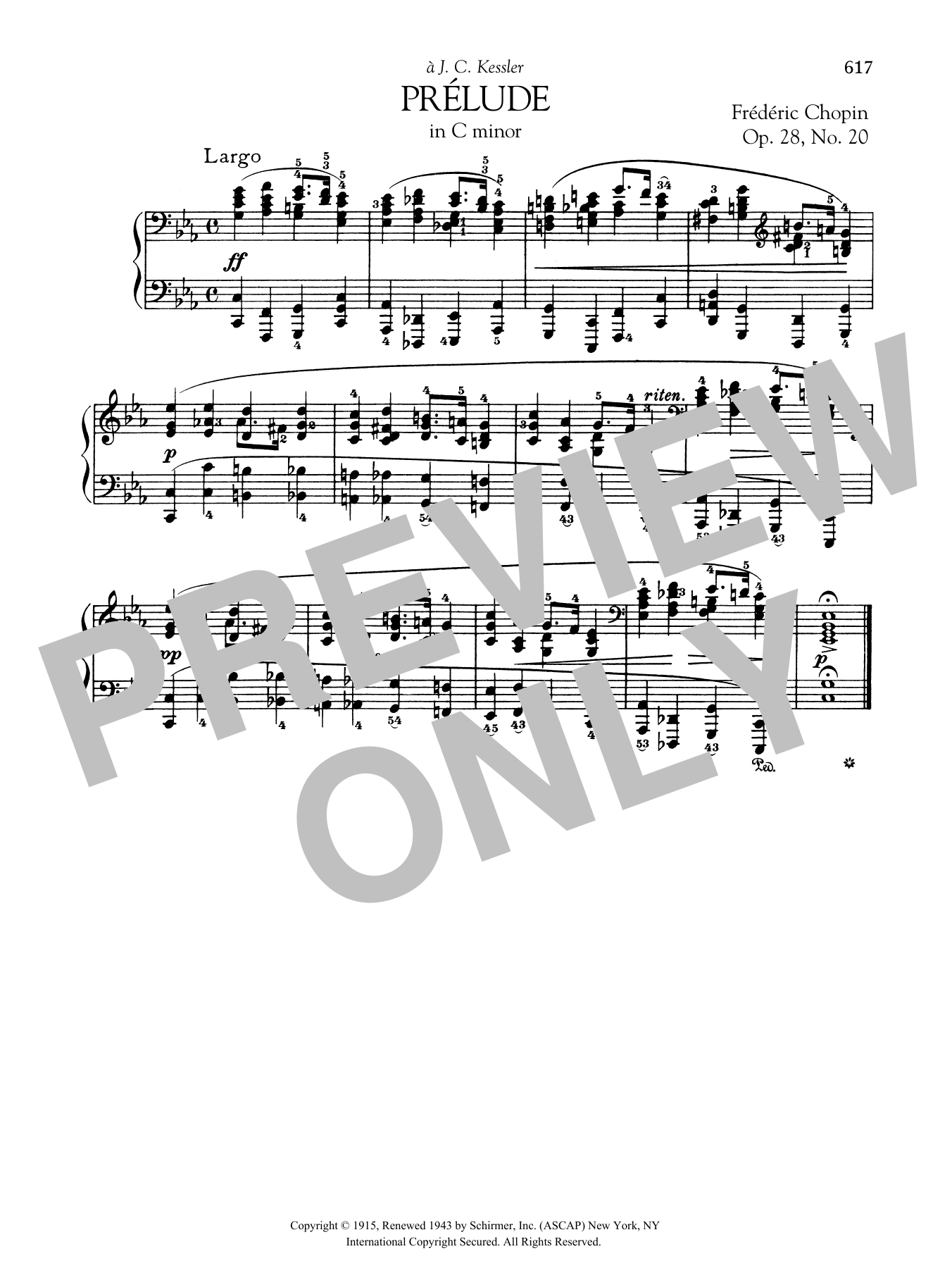 Frédéric Chopin Prelude In C Minor, Op. 28, No. 20 Sheet Music Notes & Chords for Piano Solo - Download or Print PDF