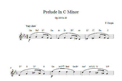 Frederic Chopin Prelude in C Minor, Op.28, No.20 Sheet Music Notes & Chords for Melody Line & Chords - Download or Print PDF