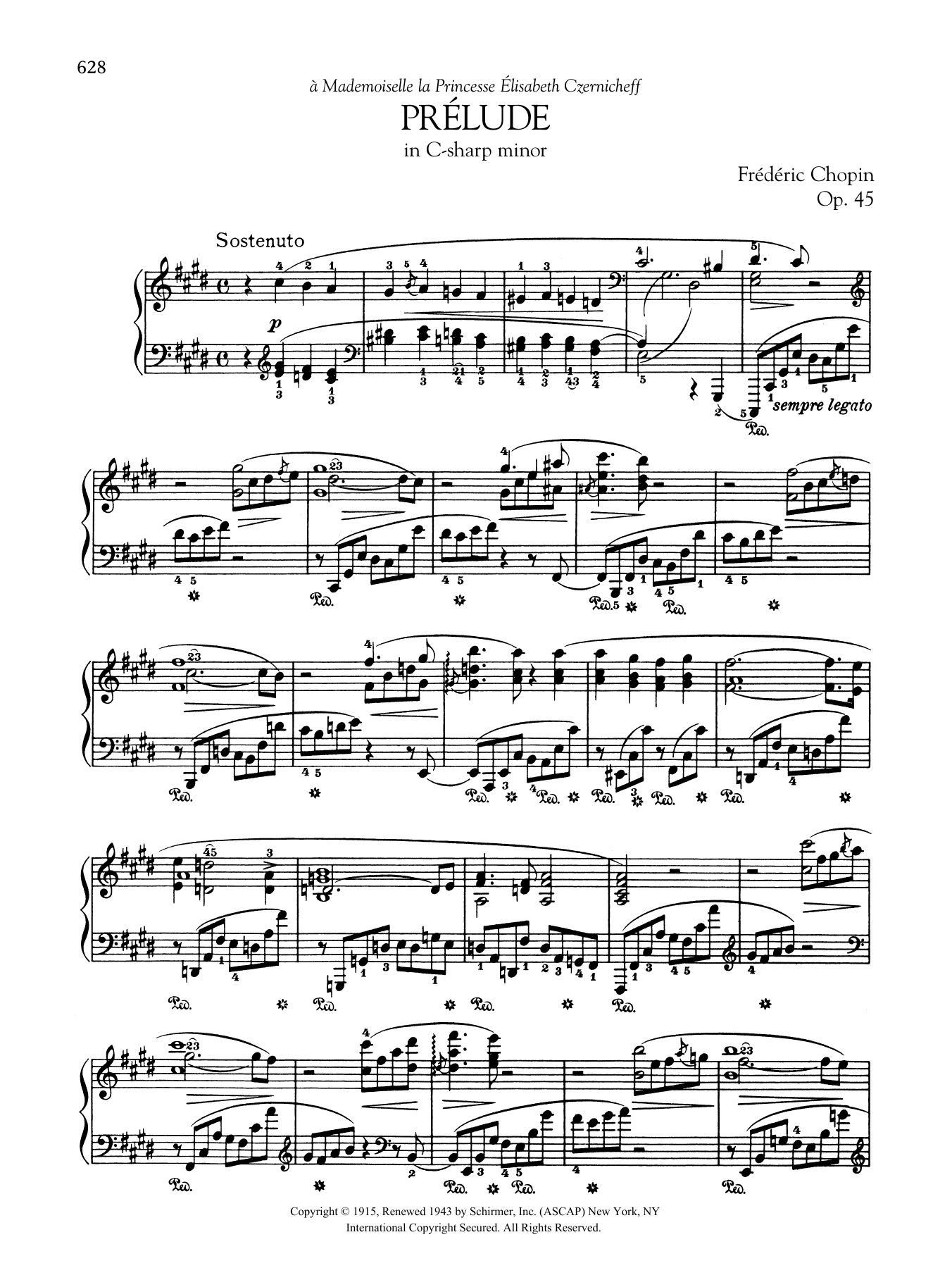 Frédéric Chopin Prélude in C-sharp minor, Op. 45 Sheet Music Notes & Chords for Piano Solo - Download or Print PDF