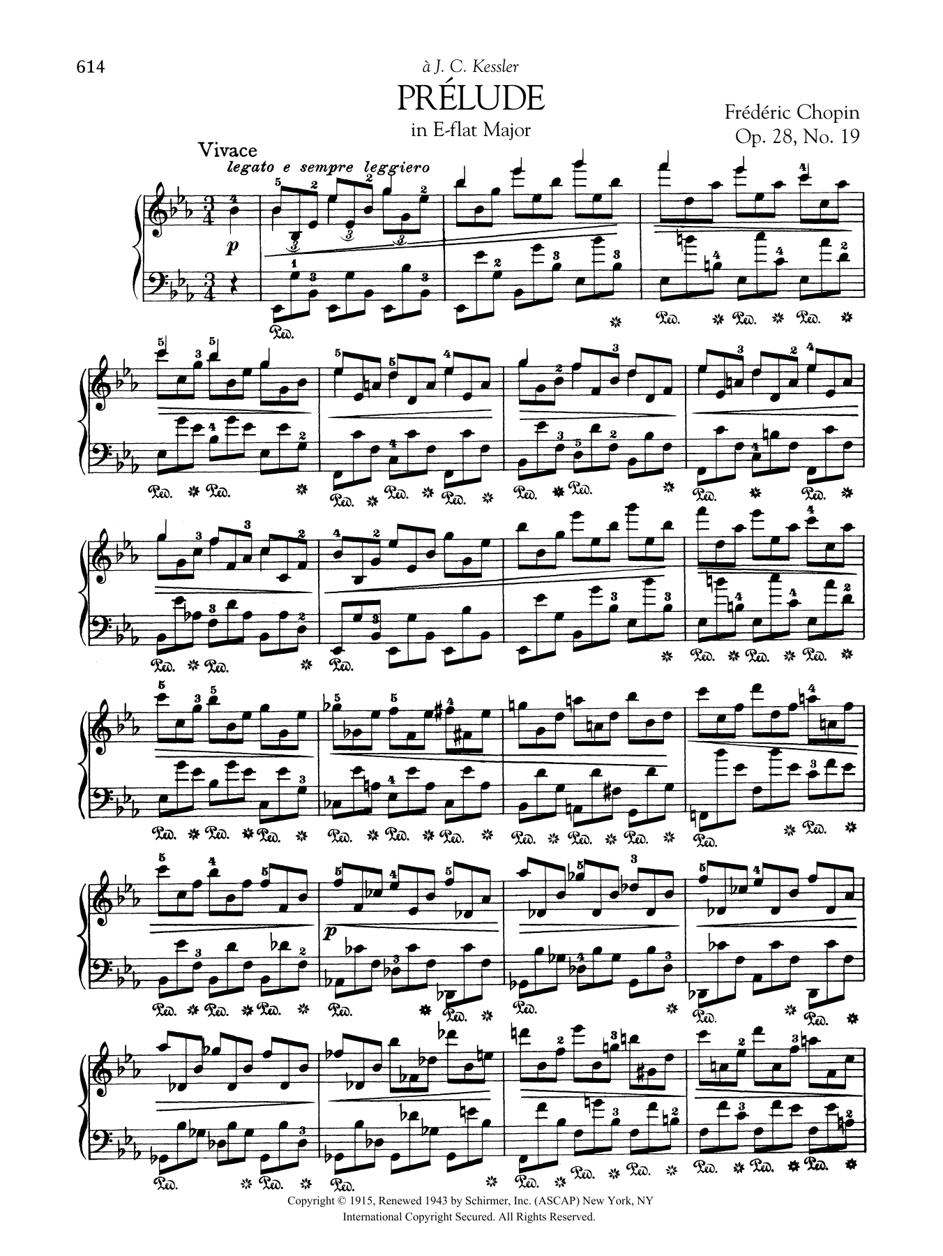Frédéric Chopin Prélude in E-flat Major, Op. 28, No. 19 Sheet Music Notes & Chords for Piano Solo - Download or Print PDF