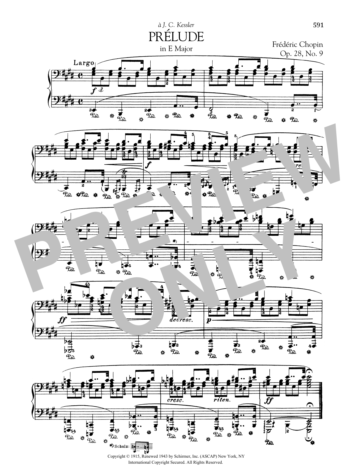 Frederic Chopin Prelude In E Major, Op. 28, No. 9 Sheet Music Notes & Chords for Easy Piano - Download or Print PDF