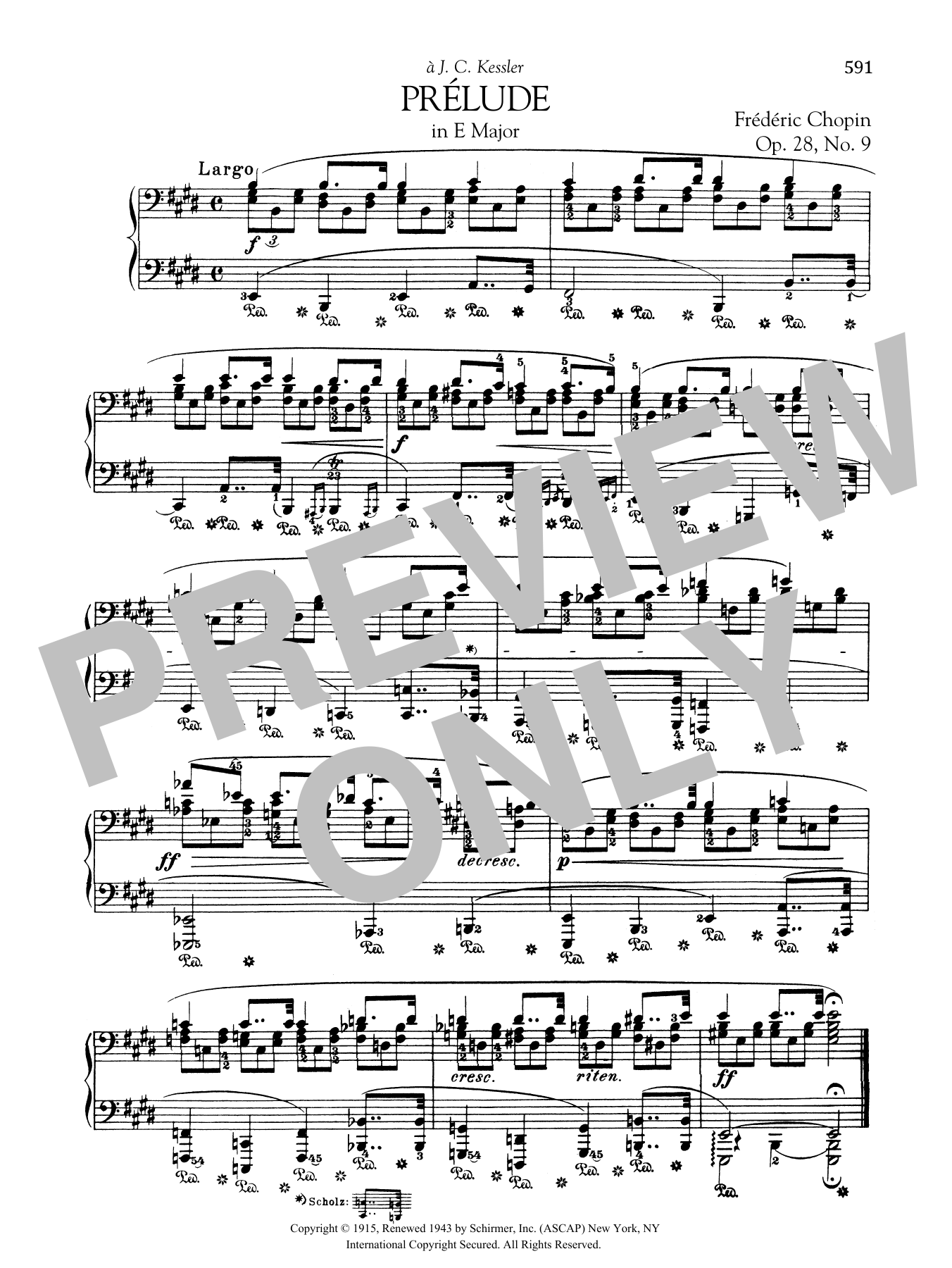 Frédéric Chopin Prelude In E Major, Op. 28, No. 9 Sheet Music Notes & Chords for Piano Solo - Download or Print PDF