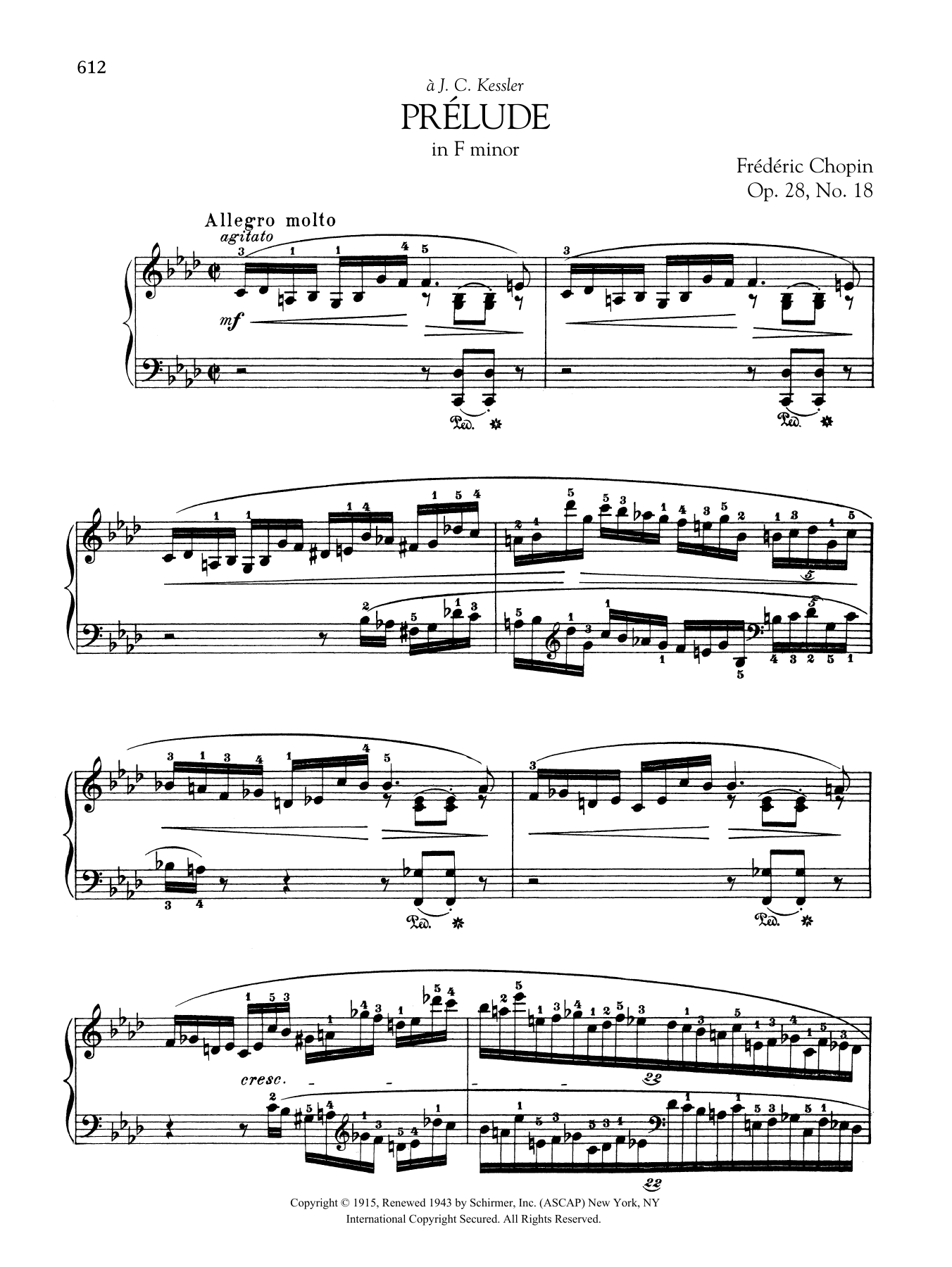 Frédéric Chopin Prélude in F minor, Op. 28, No. 18 Sheet Music Notes & Chords for Piano Solo - Download or Print PDF