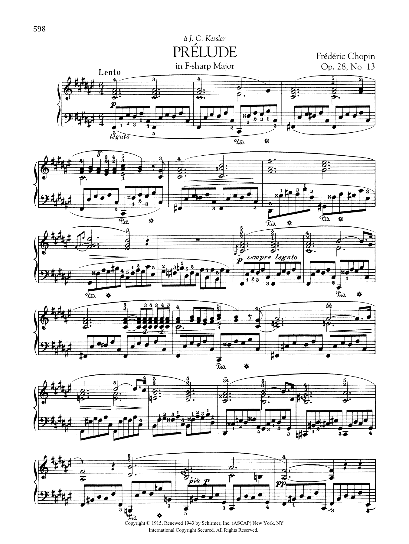 Frédéric Chopin Prélude in F-sharp Major, Op. 28, No. 13 Sheet Music Notes & Chords for Piano Solo - Download or Print PDF