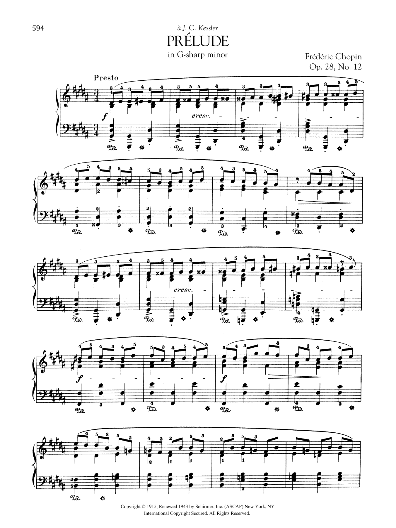 Frédéric Chopin Prélude in G-sharp minor, Op. 28, No. 12 Sheet Music Notes & Chords for Piano Solo - Download or Print PDF