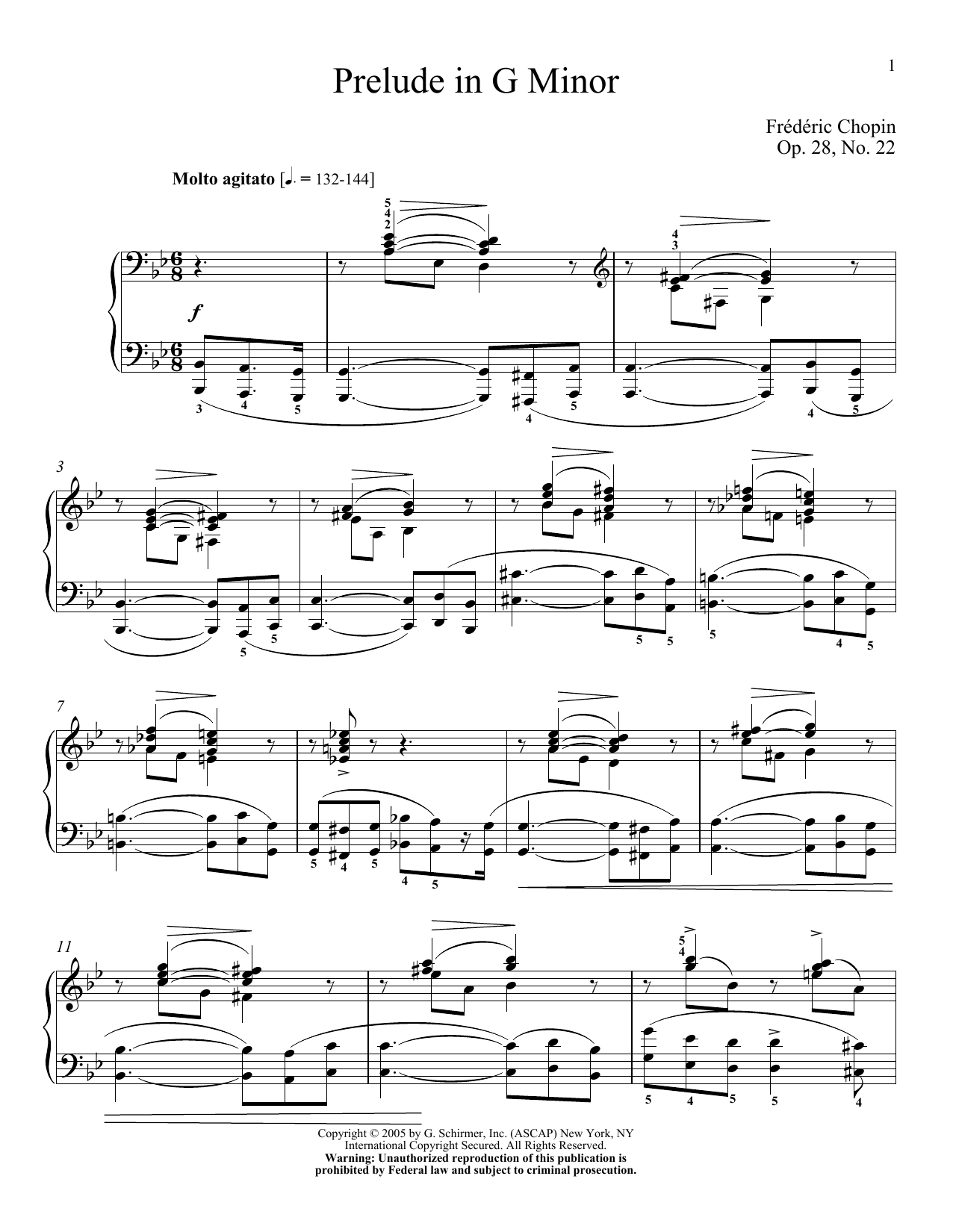Frédéric Chopin Prelude, Op. 28, No. 22 Sheet Music Notes & Chords for Piano - Download or Print PDF