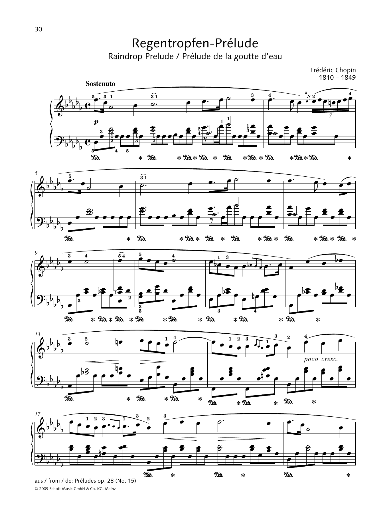 Frédéric Chopin Raindrop Prelude Sheet Music Notes & Chords for Piano Solo - Download or Print PDF