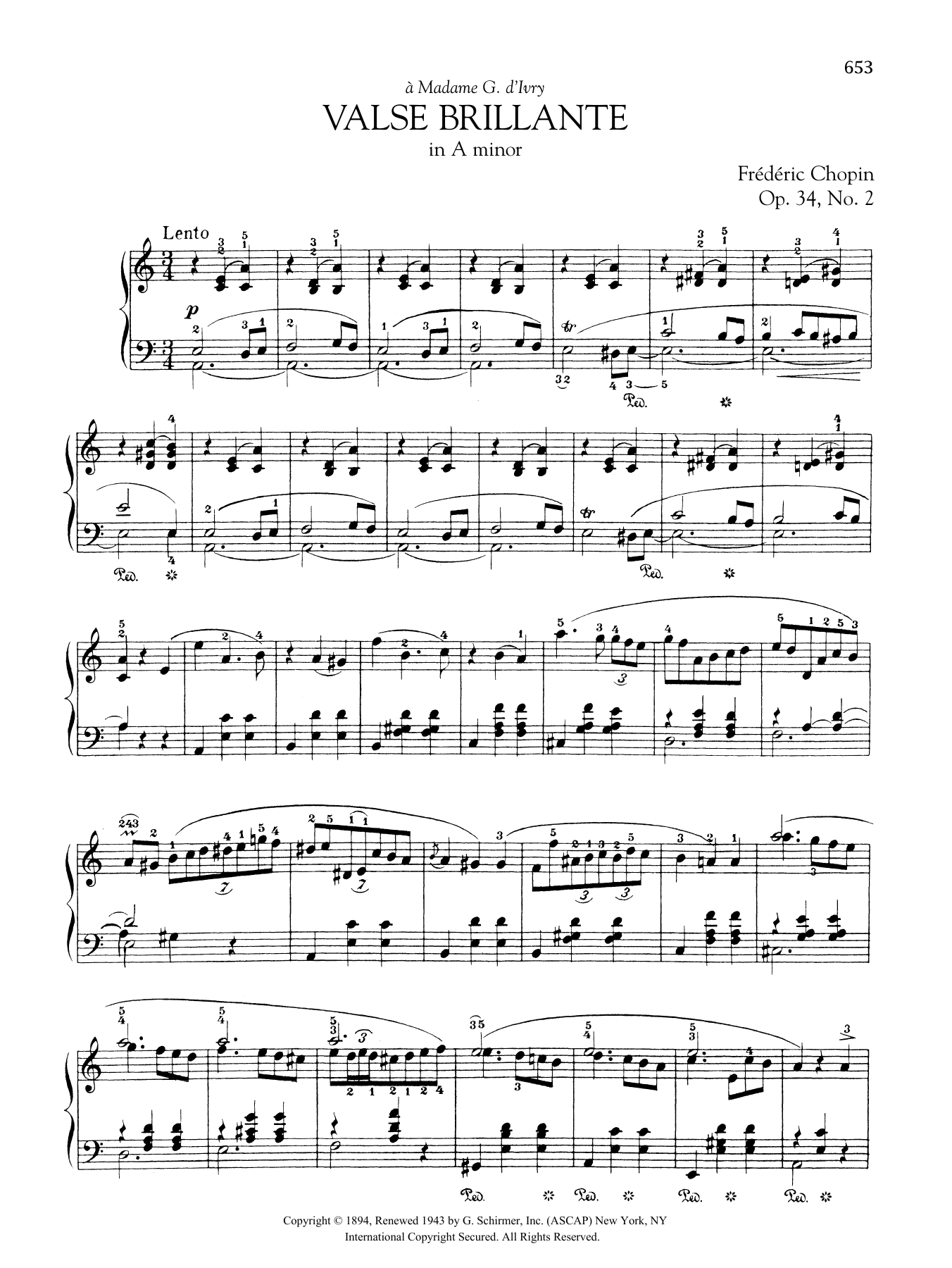 Frédéric Chopin Valse brillante in A minor, Op. 34, No. 2 Sheet Music Notes & Chords for Piano Solo - Download or Print PDF