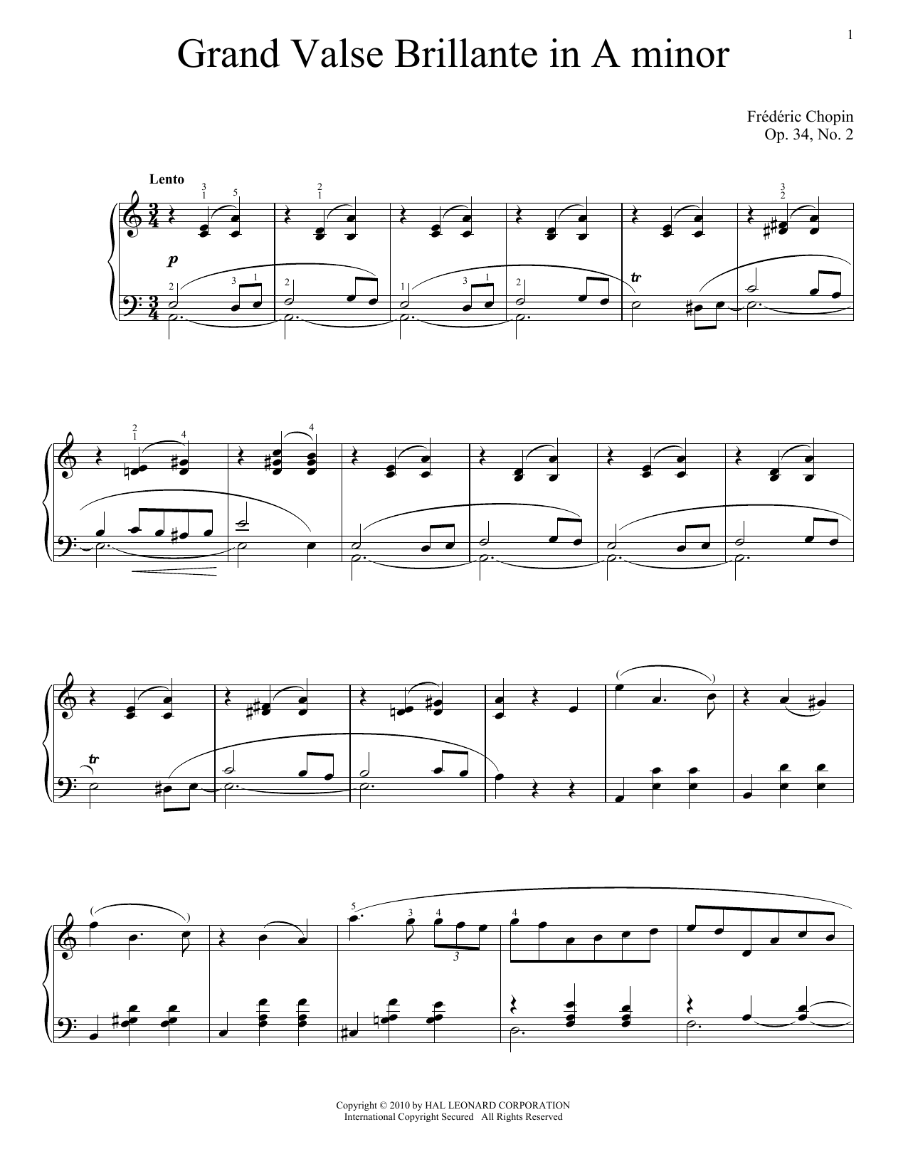 Frédéric Chopin Valse Brillante, Op. 34, No. 2 Sheet Music Notes & Chords for Piano - Download or Print PDF