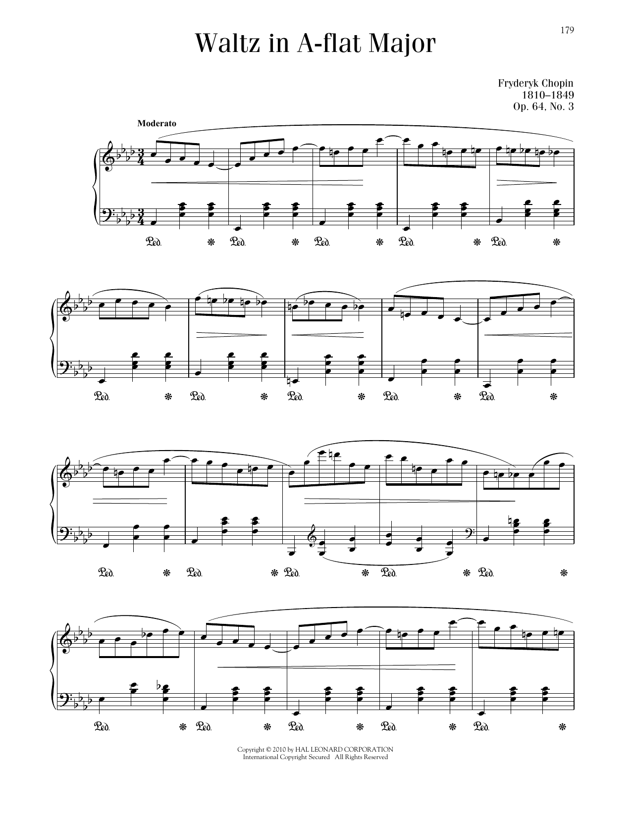 Frédéric Chopin Waltz In A-Flat Major, Op. 64, No. 3 Sheet Music Notes & Chords for Piano Solo - Download or Print PDF