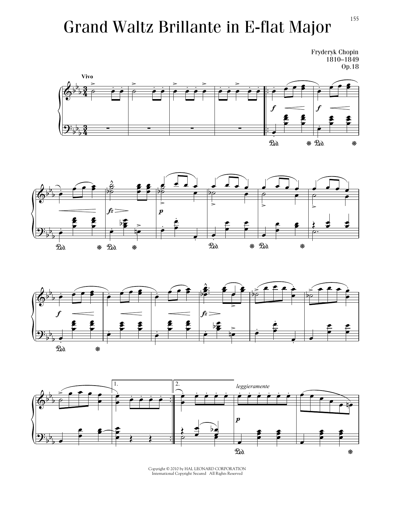 Frédéric Chopin Waltz No. 1, Op. 18 Sheet Music Notes & Chords for Piano Solo - Download or Print PDF