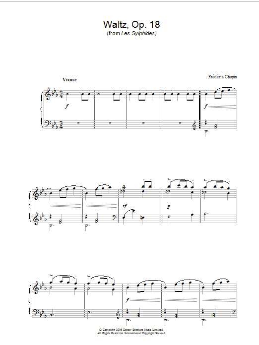 Frederic Chopin Waltz Op.18 (from Les Sylphides) Sheet Music Notes & Chords for Piano - Download or Print PDF