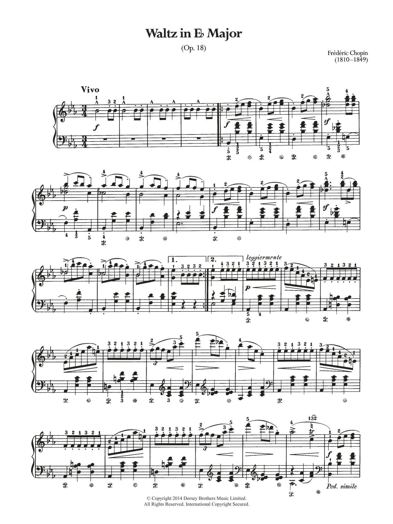 Frédéric Chopin Waltz Op.18 (from 'Les Sylphides') Sheet Music Notes & Chords for Piano - Download or Print PDF