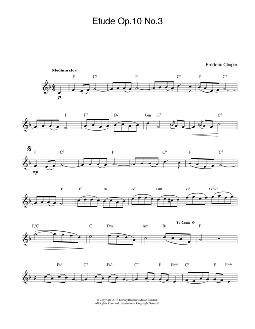 Etude in E Major, Op.10, No.3 (Tristesse) sheet music