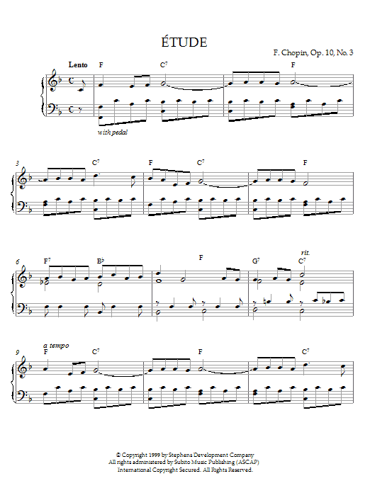 Etude In F Major, Op. 10, No. 3 (originally E Major) sheet music