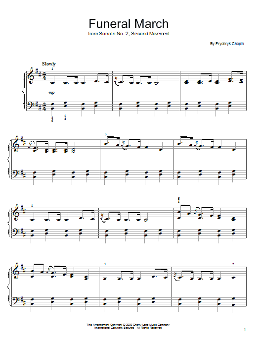 Preview Frederic Chopin Funeral March Classical sheet music, notes and chords for Easy Piano, SKU: 71993 Funeral March sheet music