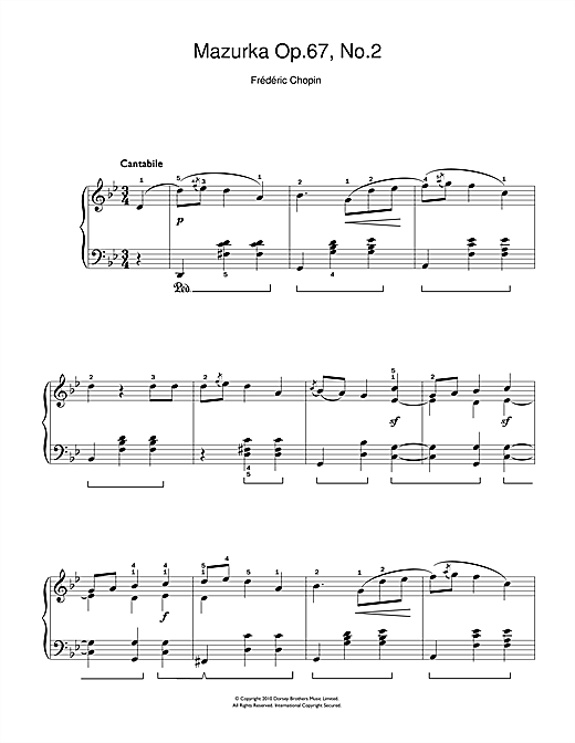 Frederic Chopin Mazurka Op. 67, No.2 Sheet Music Notes & Chords for Easy Piano - Download or Print PDF