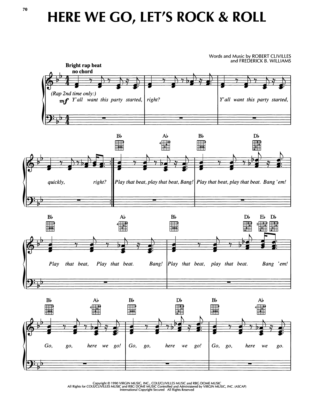 Frederick B. Williams Here We Go, Let's Rock & Roll Sheet Music Notes & Chords for Piano, Vocal & Guitar Chords (Right-Hand Melody) - Download or Print PDF