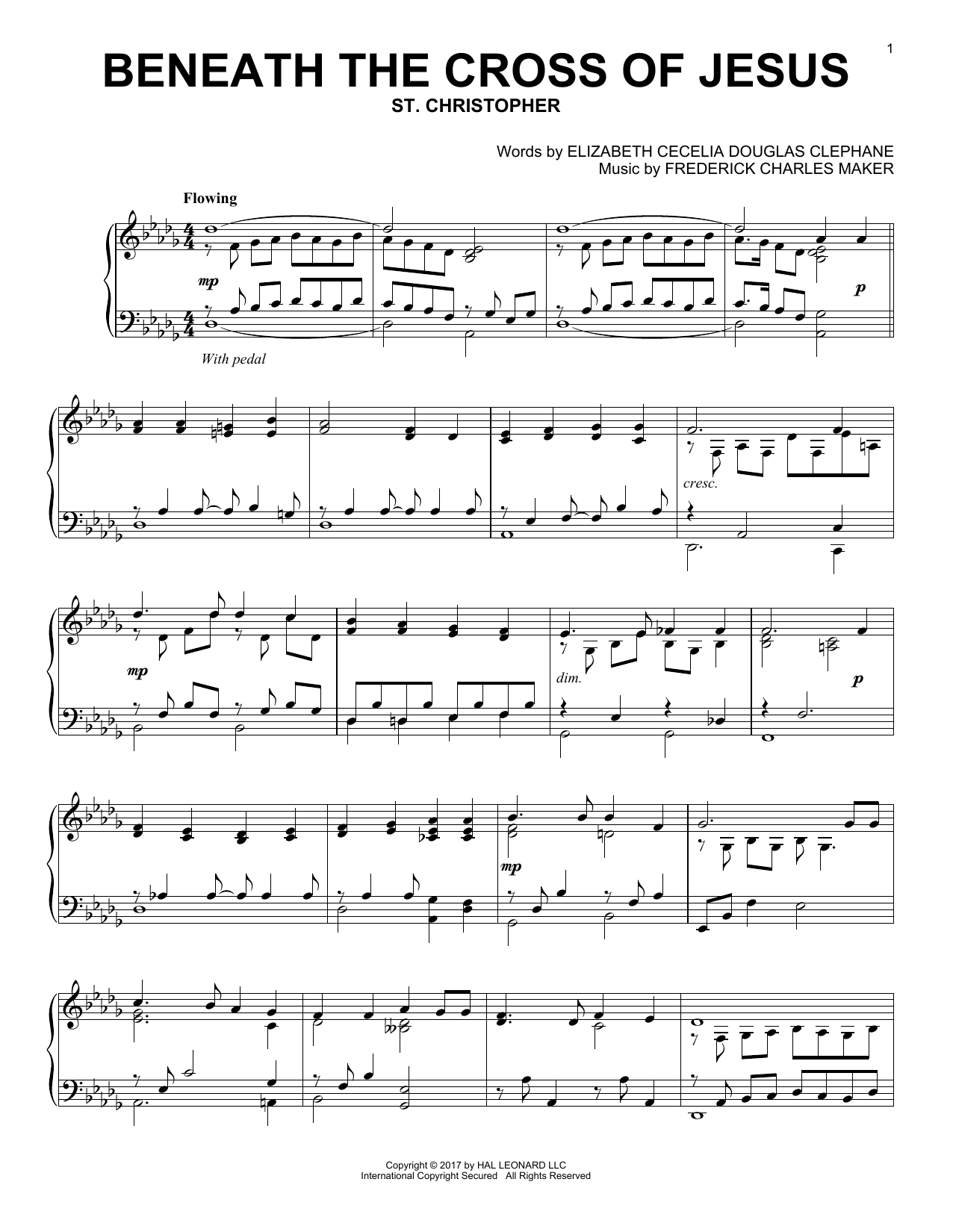 Frederick Charles Maker Beneath The Cross Of Jesus Sheet Music Notes & Chords for Piano - Download or Print PDF