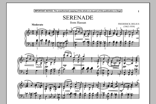 Frederick Delius Hassan, Serenade Sheet Music Notes & Chords for Piano - Download or Print PDF