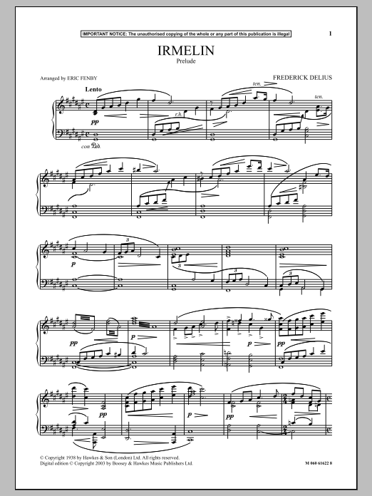 Frederick Delius Irmelin (Prelude) Sheet Music Notes & Chords for Piano - Download or Print PDF