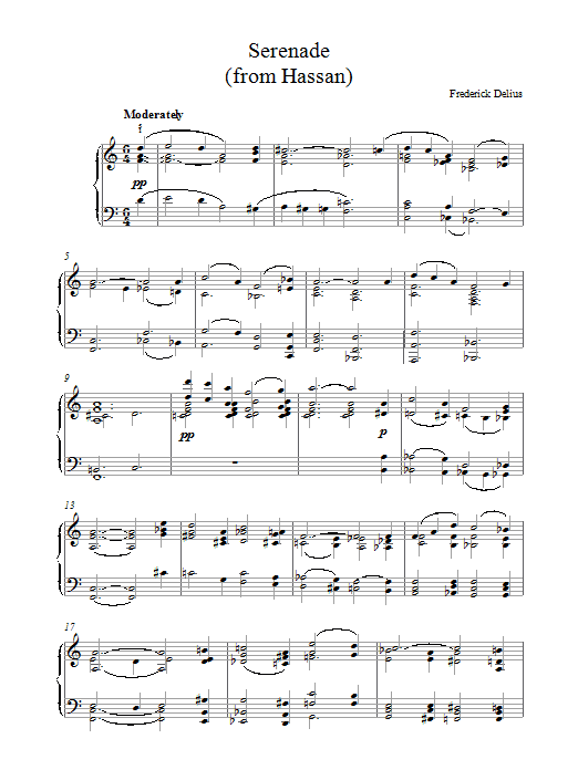 Frederick Delius Serenade From Hassan Sheet Music Notes & Chords for Piano - Download or Print PDF